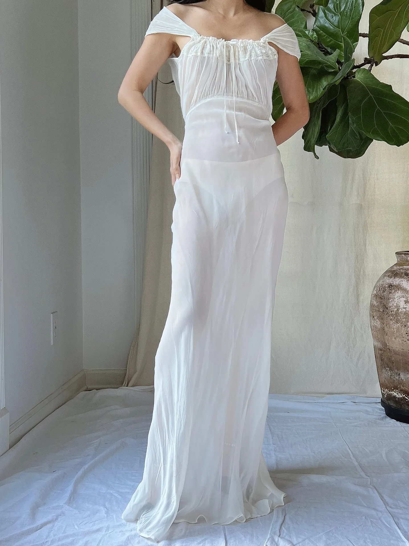 1930s Chiffon Slip Dress - S/M