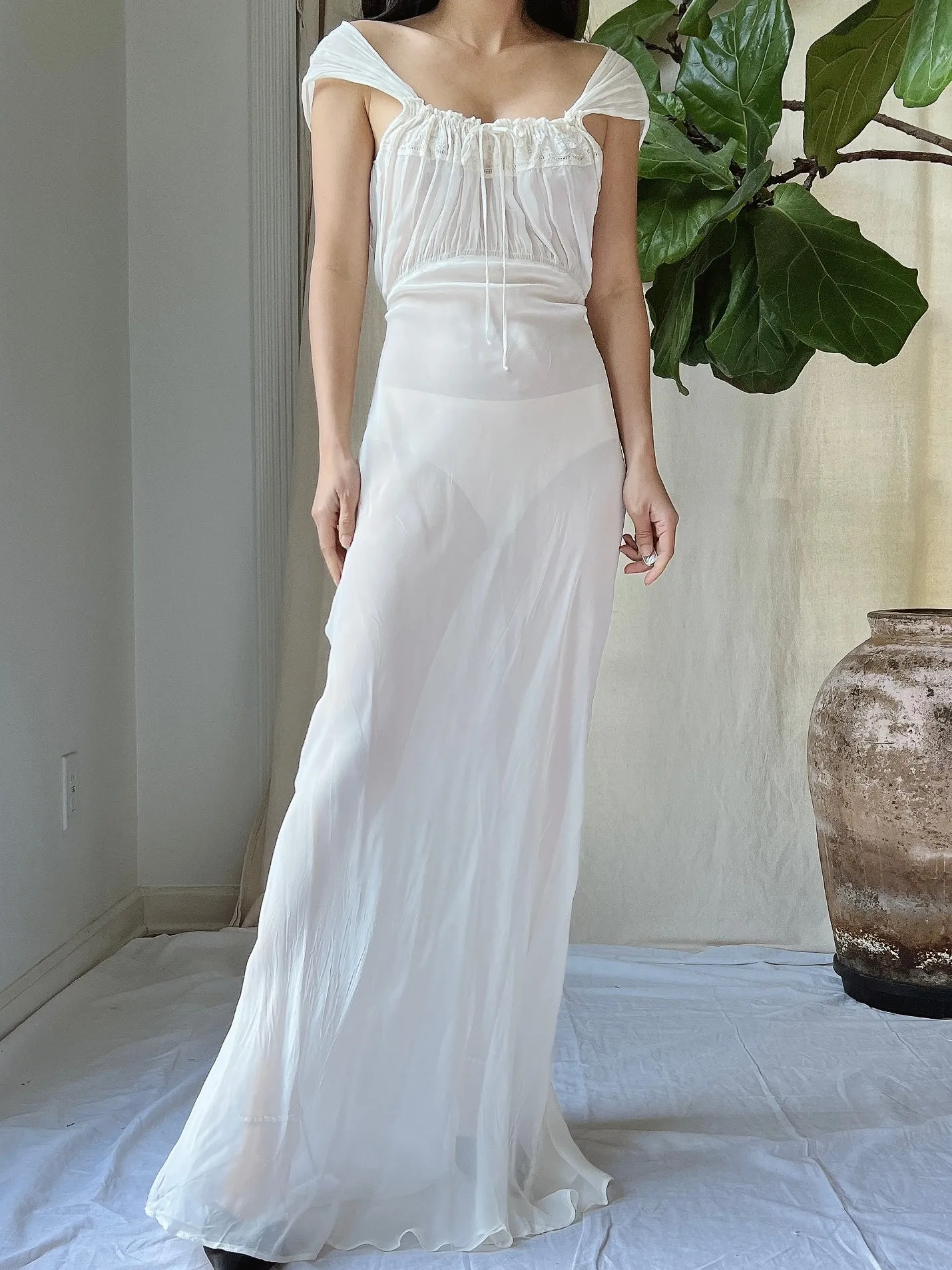 1930s Chiffon Slip Dress - S/M