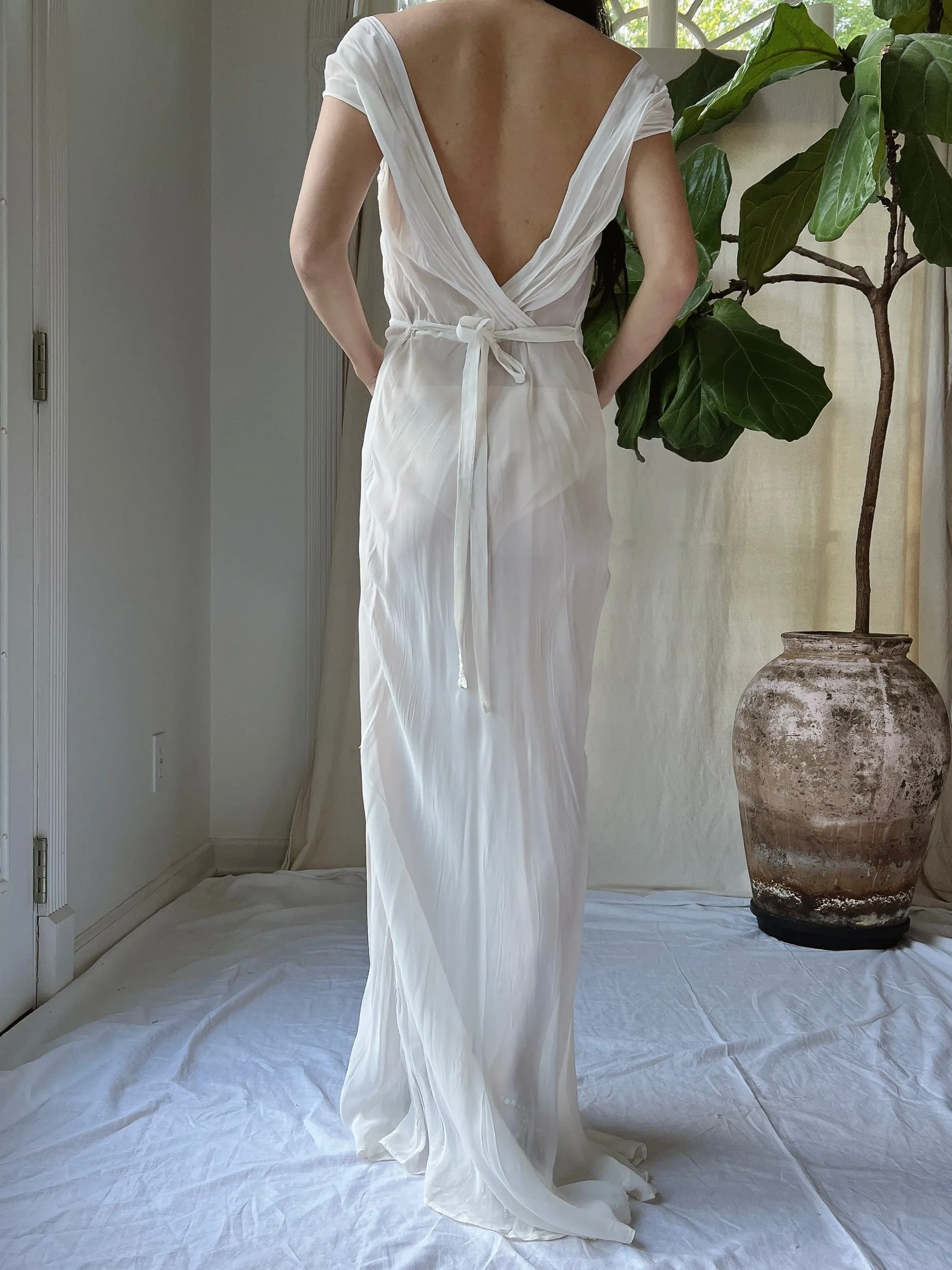 1930s Chiffon Slip Dress - S/M