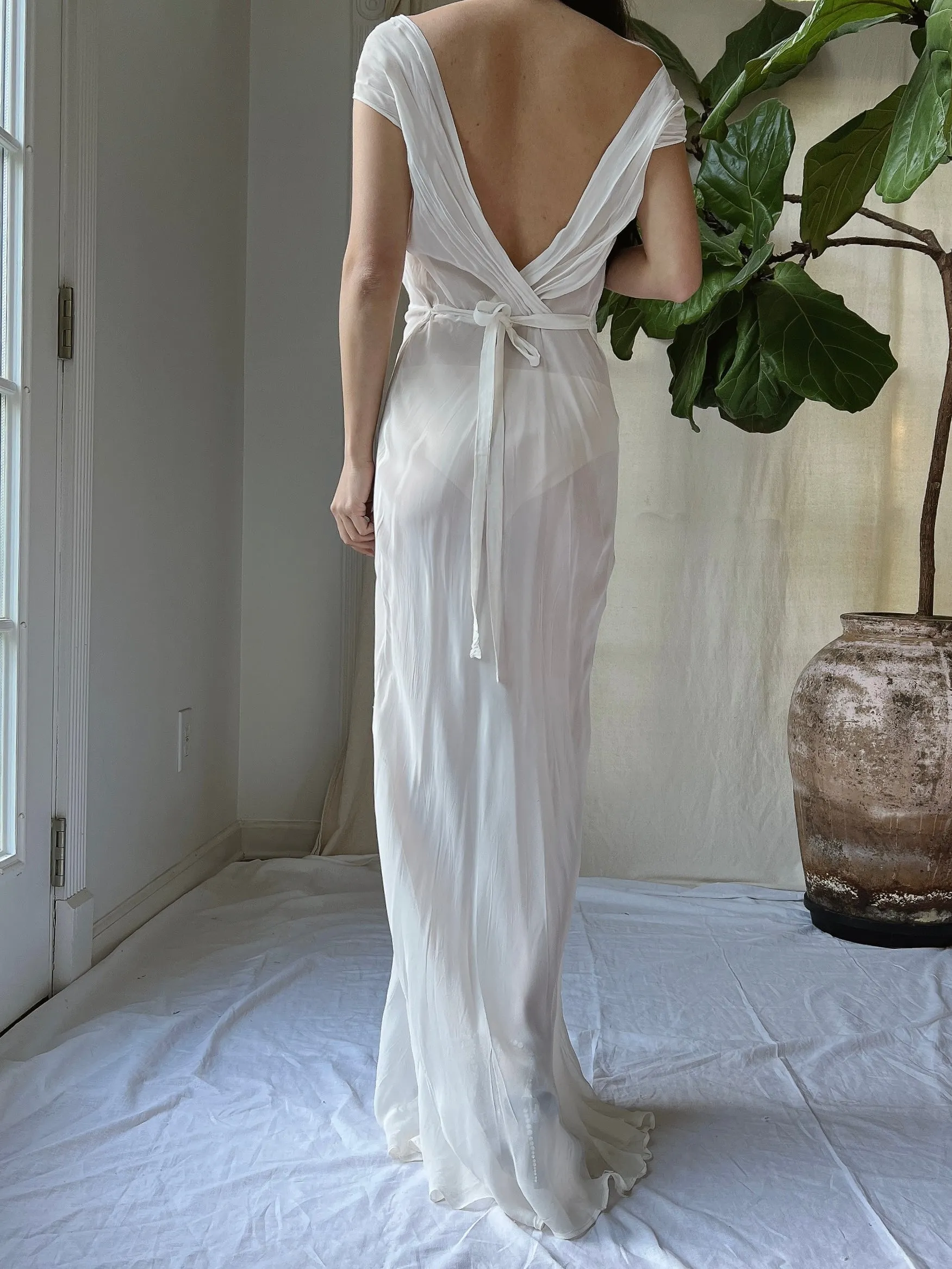 1930s Chiffon Slip Dress - S/M