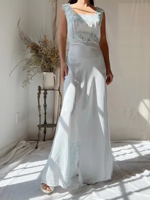 1930s Rayon Pale Blue Slip Dress - XS/S