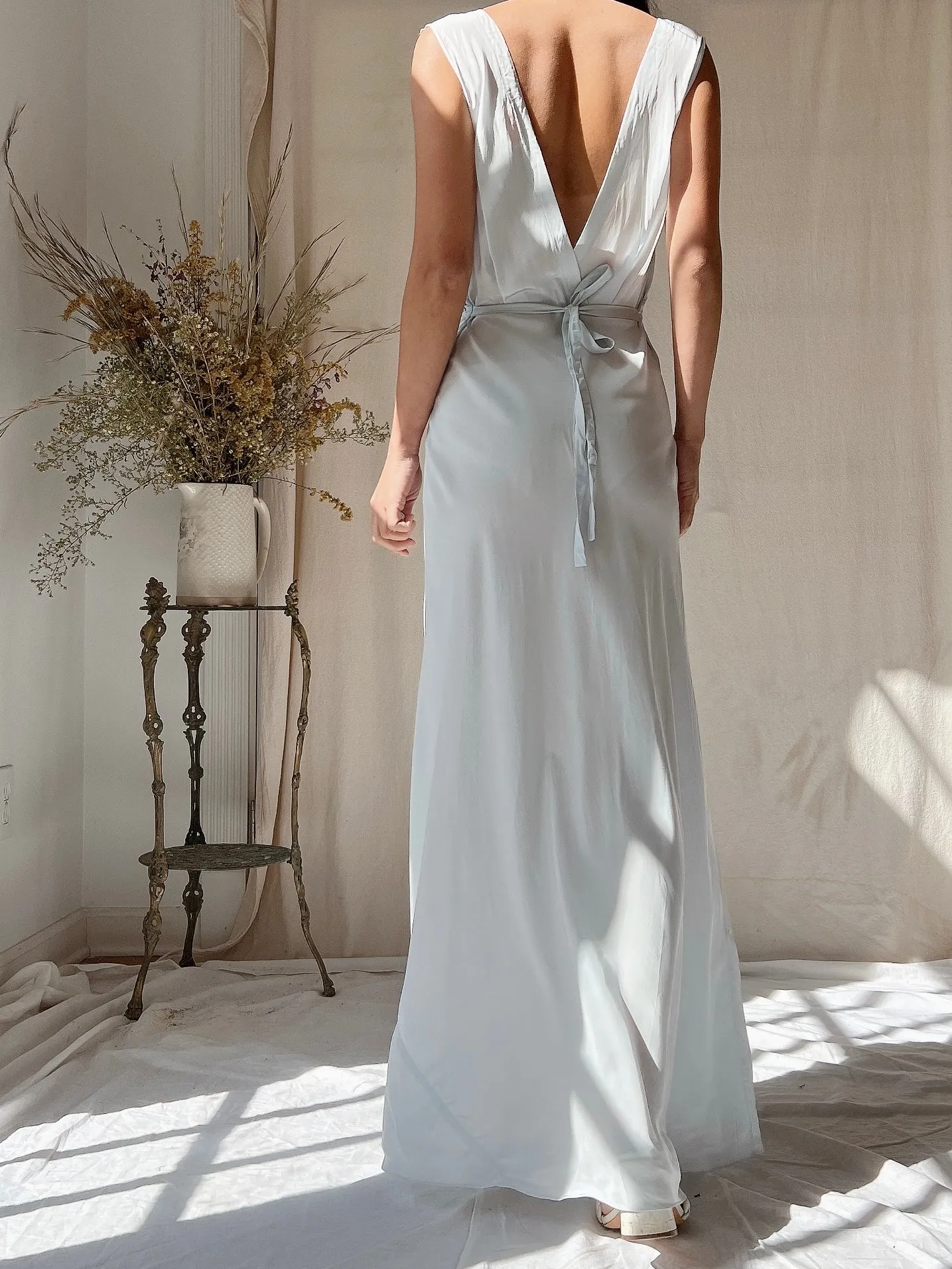 1930s Rayon Pale Blue Slip Dress - XS/S