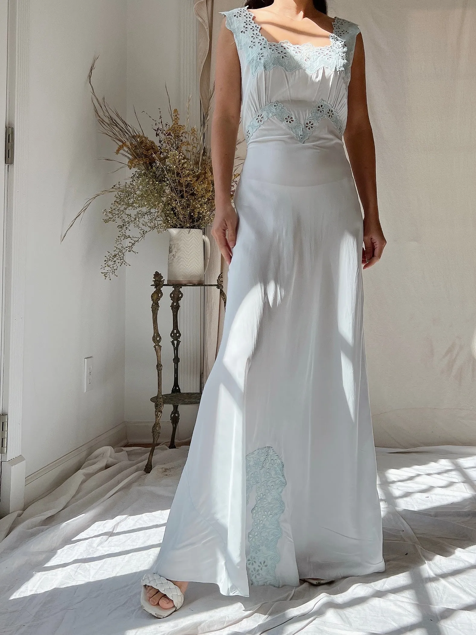 1930s Rayon Pale Blue Slip Dress - XS/S