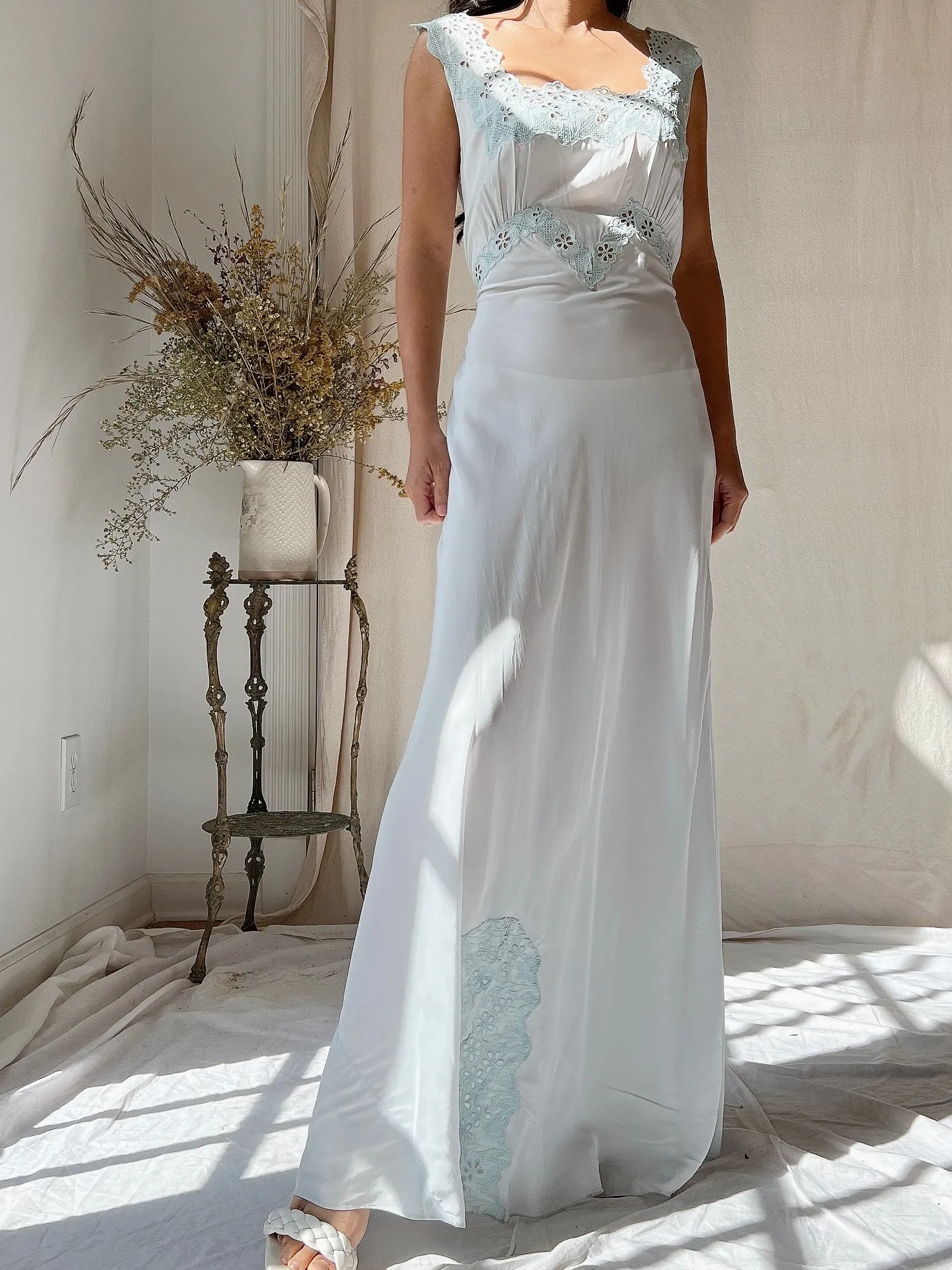 1930s Rayon Pale Blue Slip Dress - XS/S