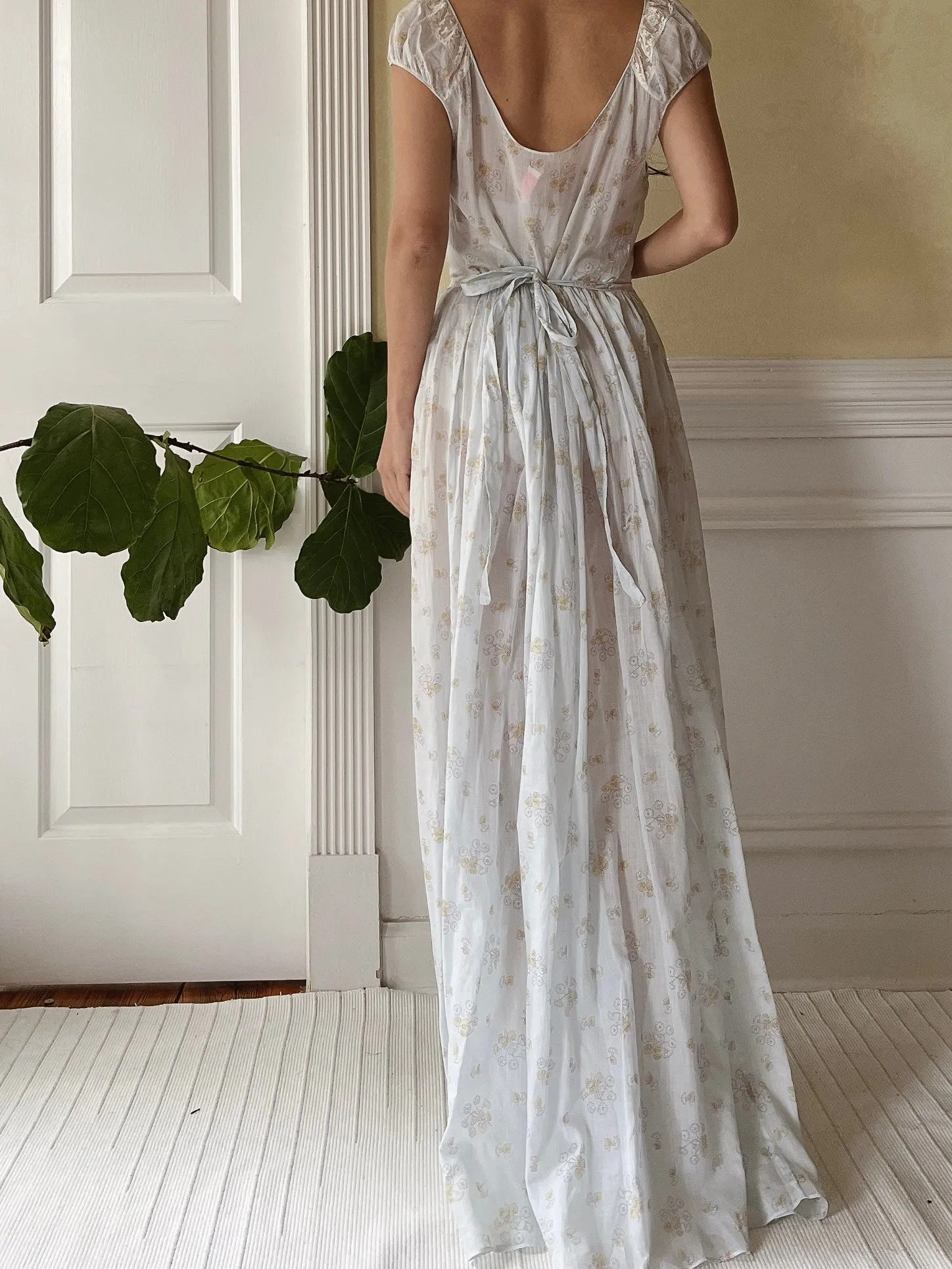 1940s Cotton/Silk Cap Sleeve Dress - S
