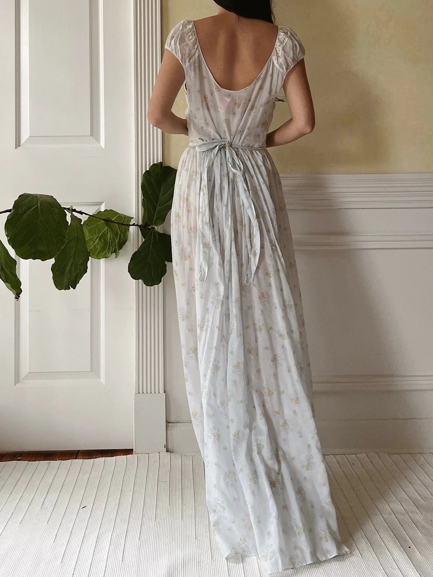 1940s Cotton/Silk Cap Sleeve Dress - S