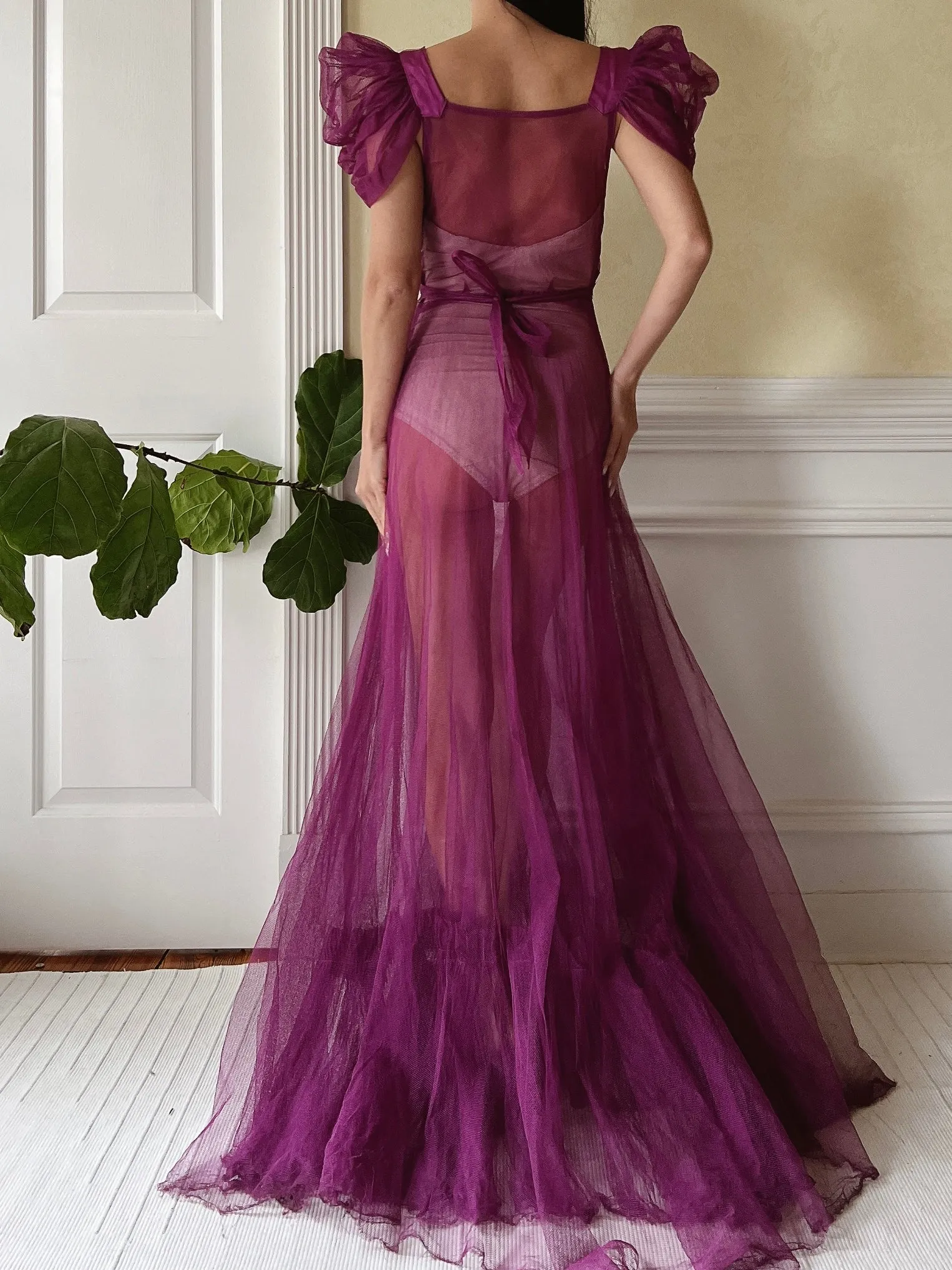 1940s Purple Net Tulle Gown - XS