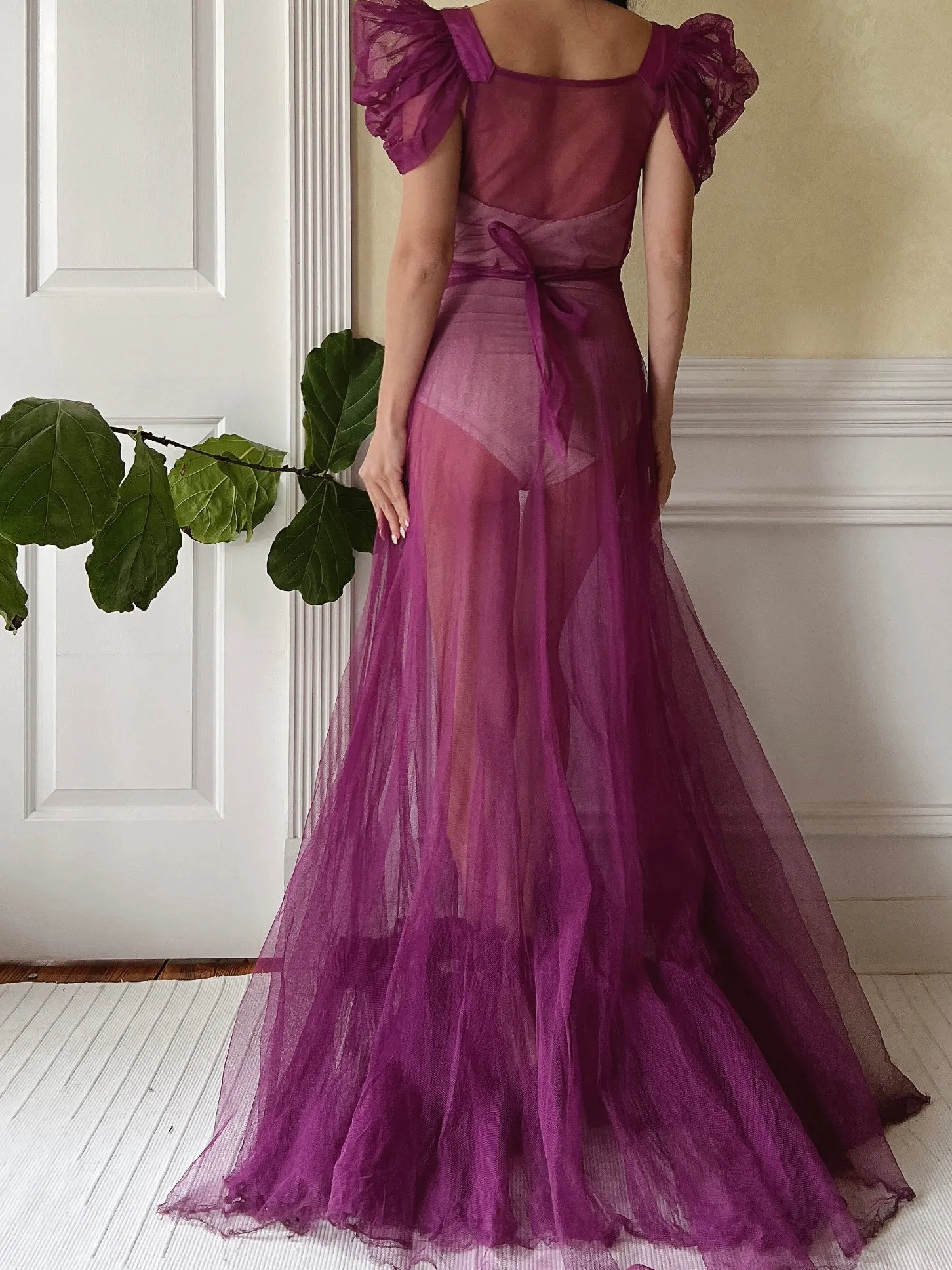 1940s Purple Net Tulle Gown - XS