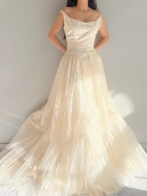 1950s Lace and Tulle Gown - XS/S