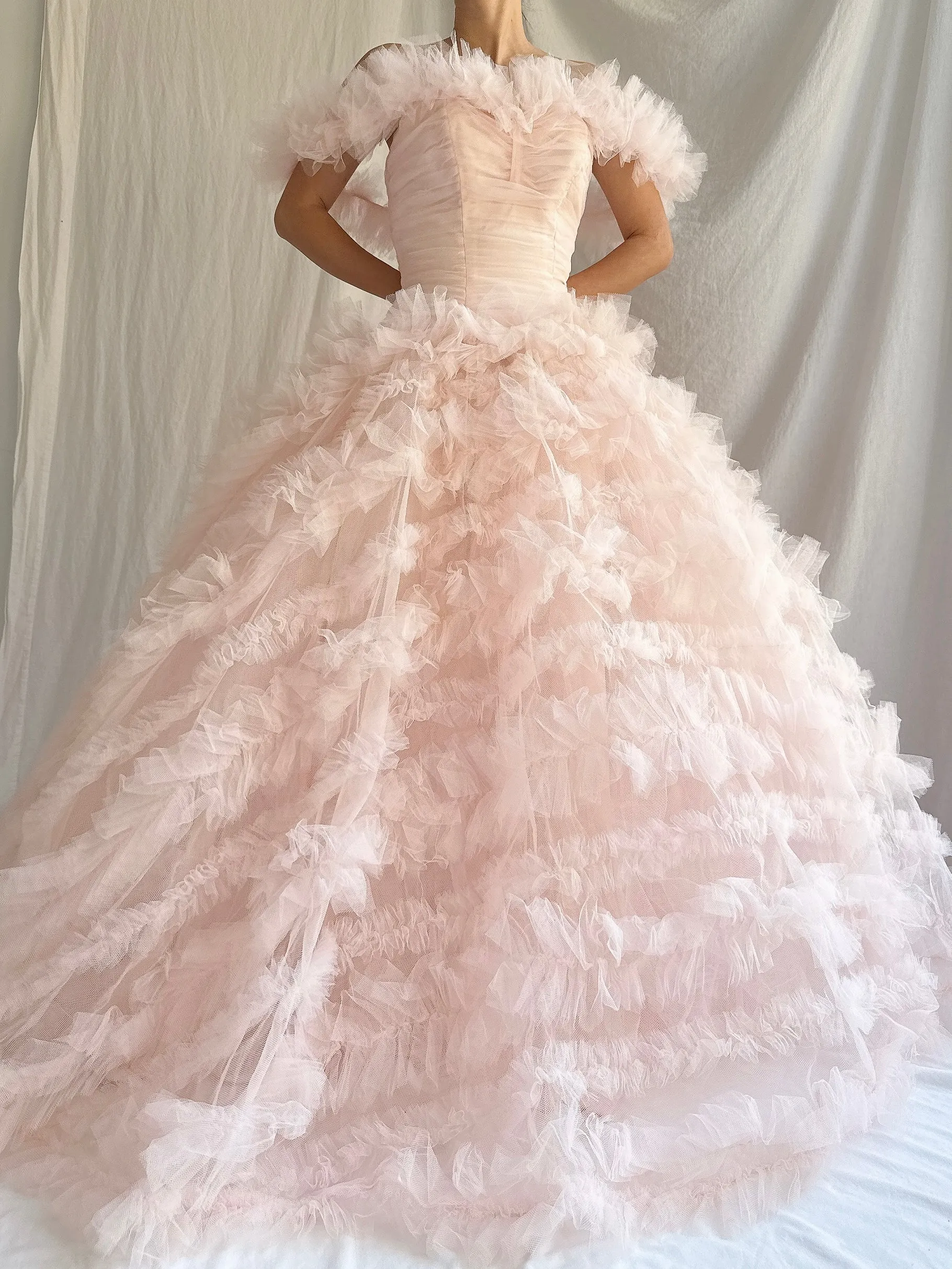 1950s Light Pink Tulle Gown - XXS/0