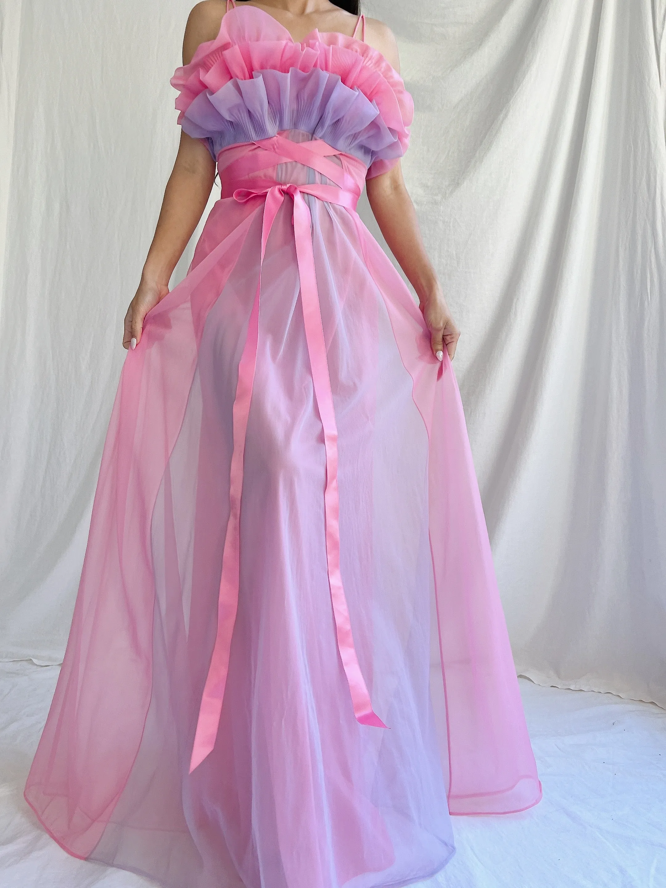 1950s Nylon Petal Bust Dress - S