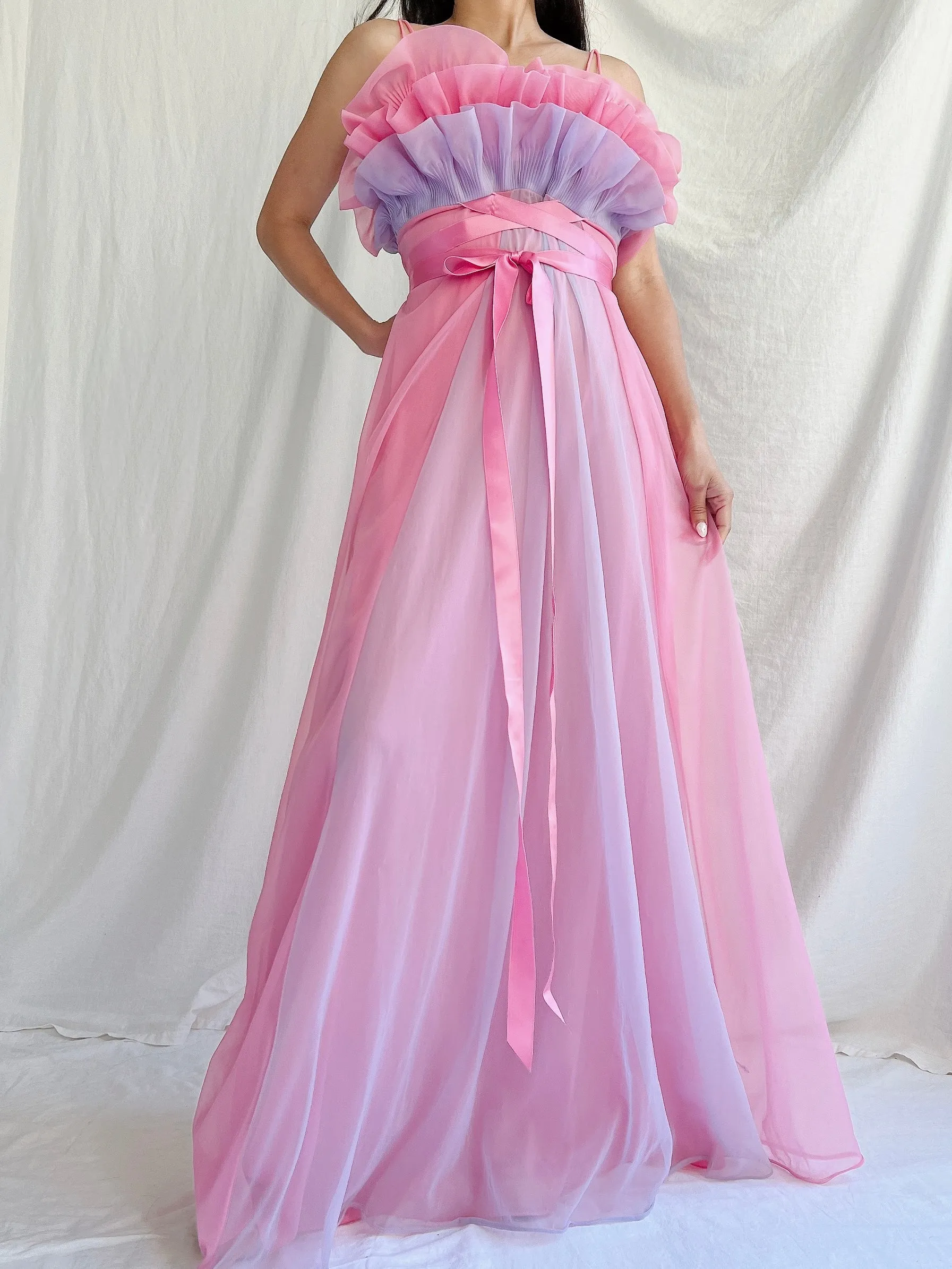 1950s Nylon Petal Bust Dress - S