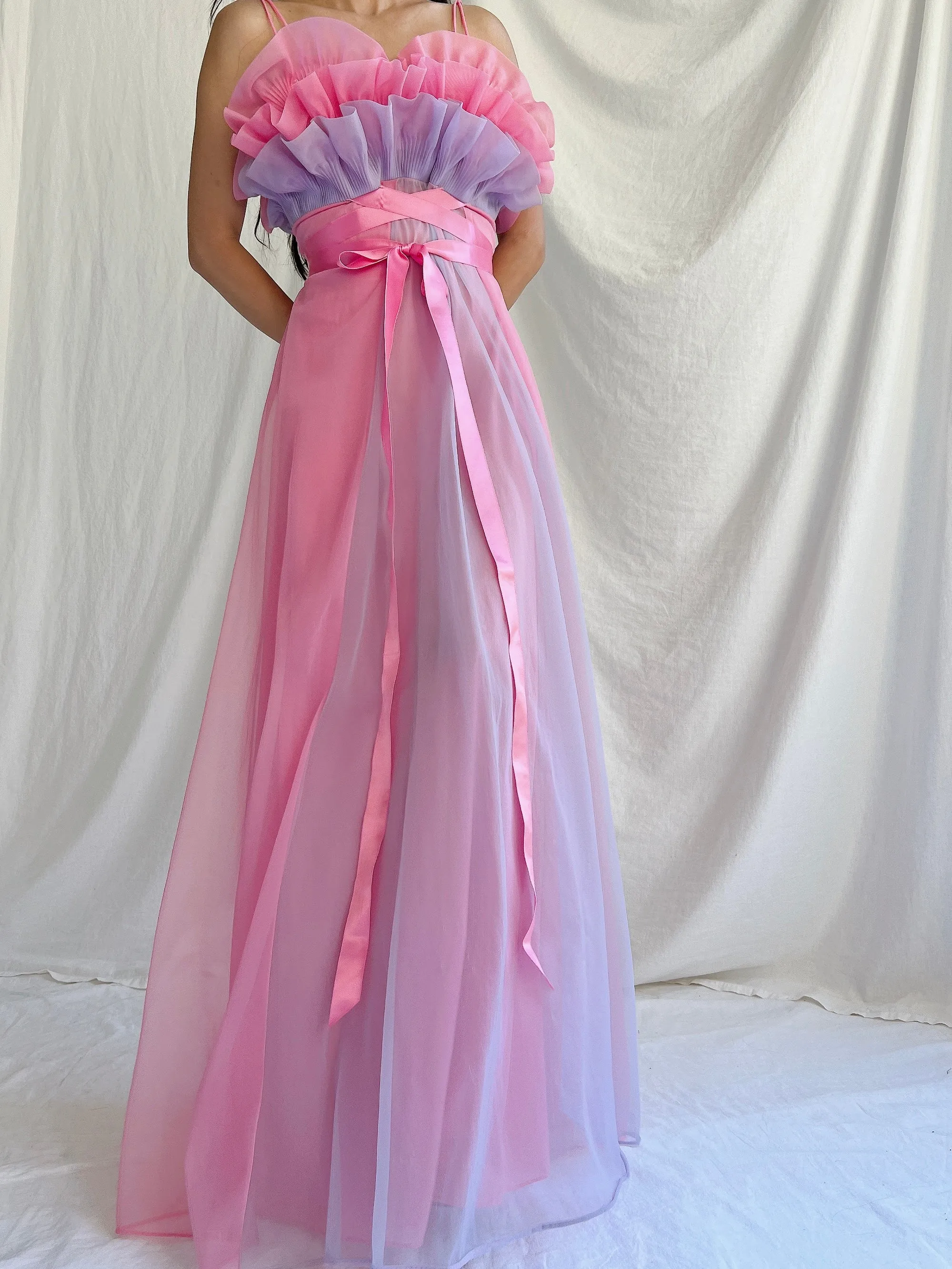 1950s Nylon Petal Bust Dress - S