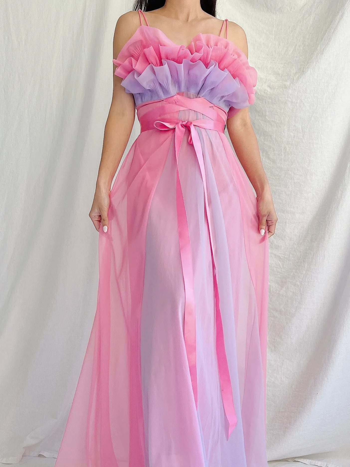 1950s Nylon Petal Bust Dress - S