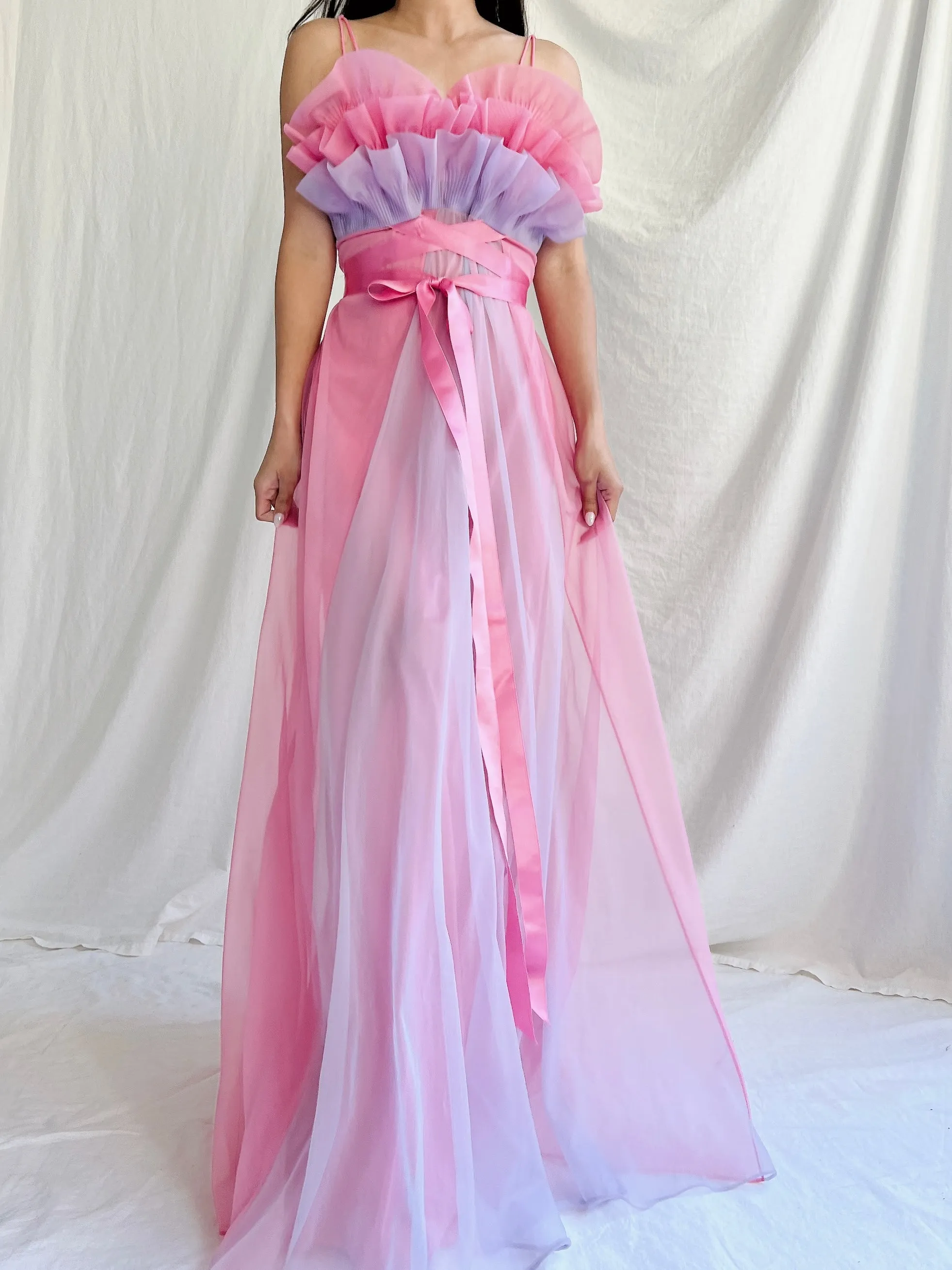 1950s Nylon Petal Bust Dress - S