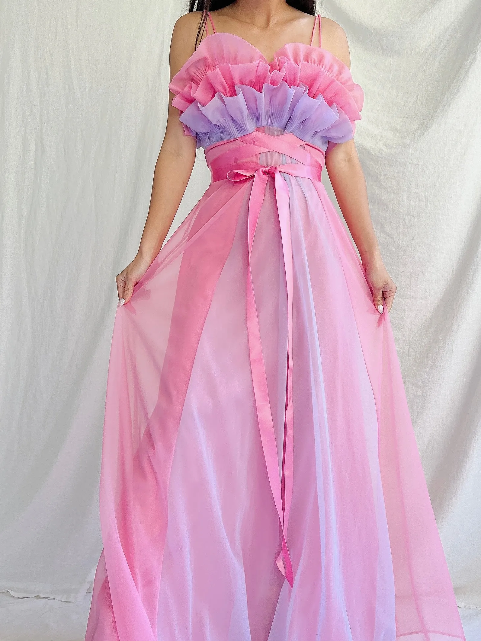 1950s Nylon Petal Bust Dress - S
