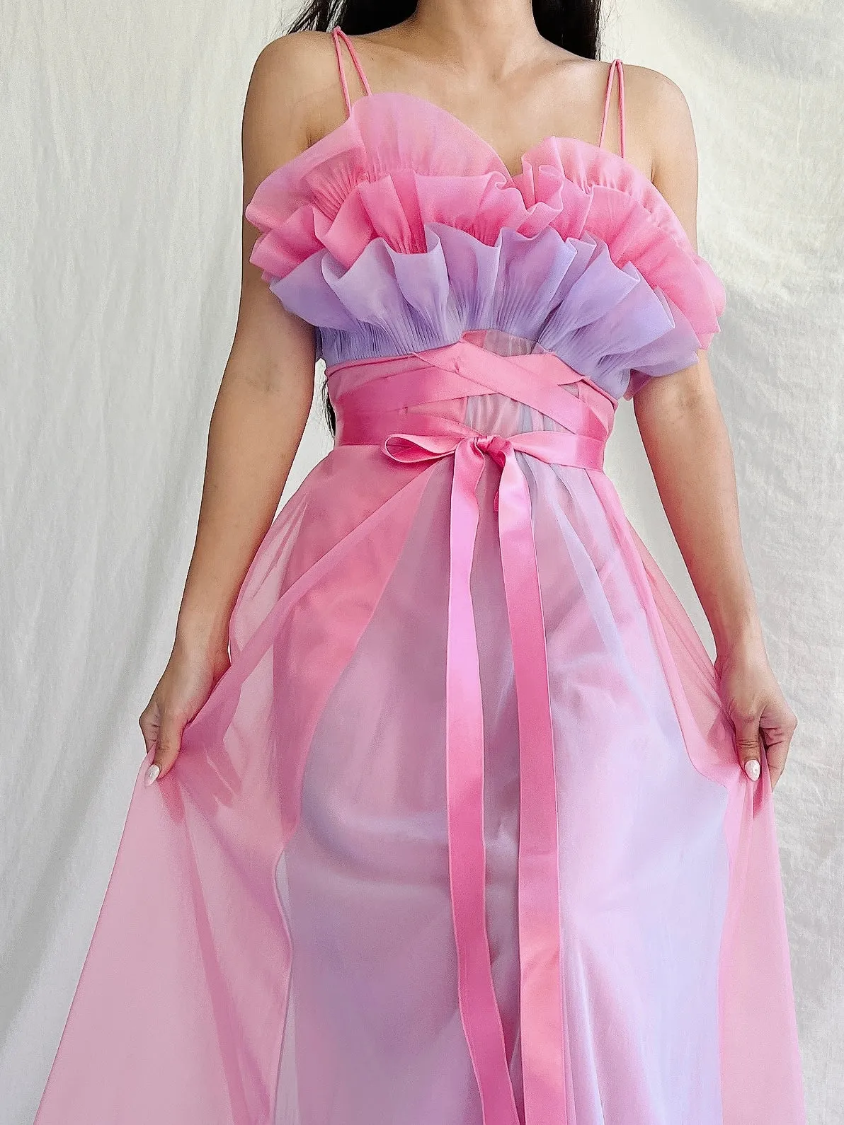 1950s Nylon Petal Bust Dress - S