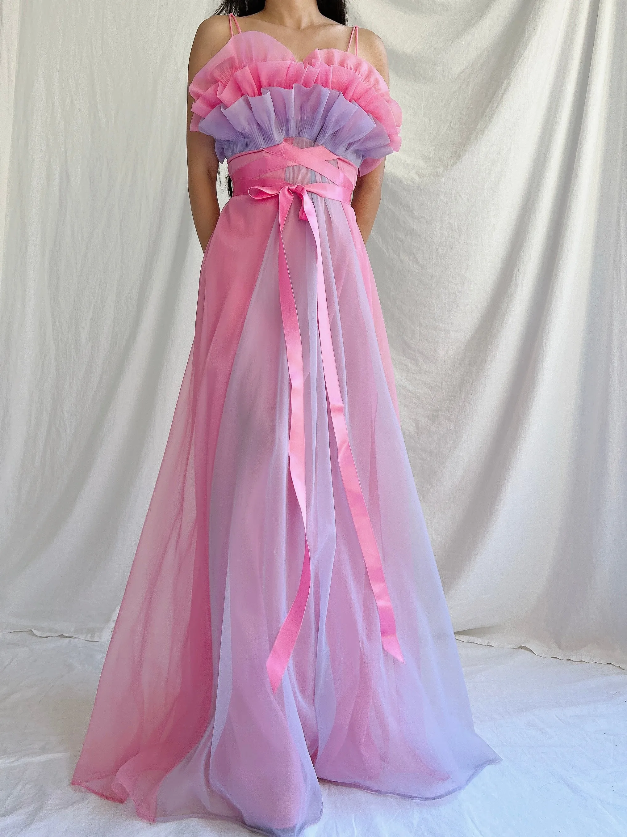 1950s Nylon Petal Bust Dress - S