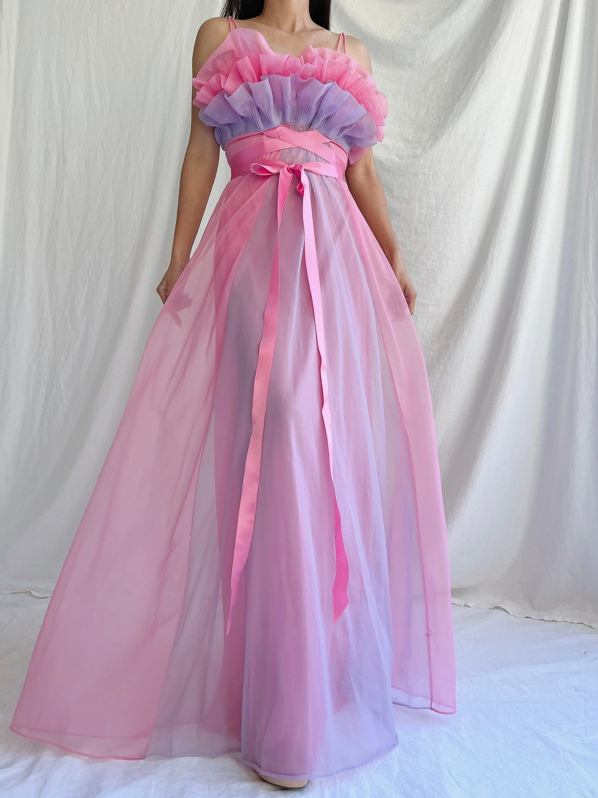 1950s Nylon Petal Bust Dress - S