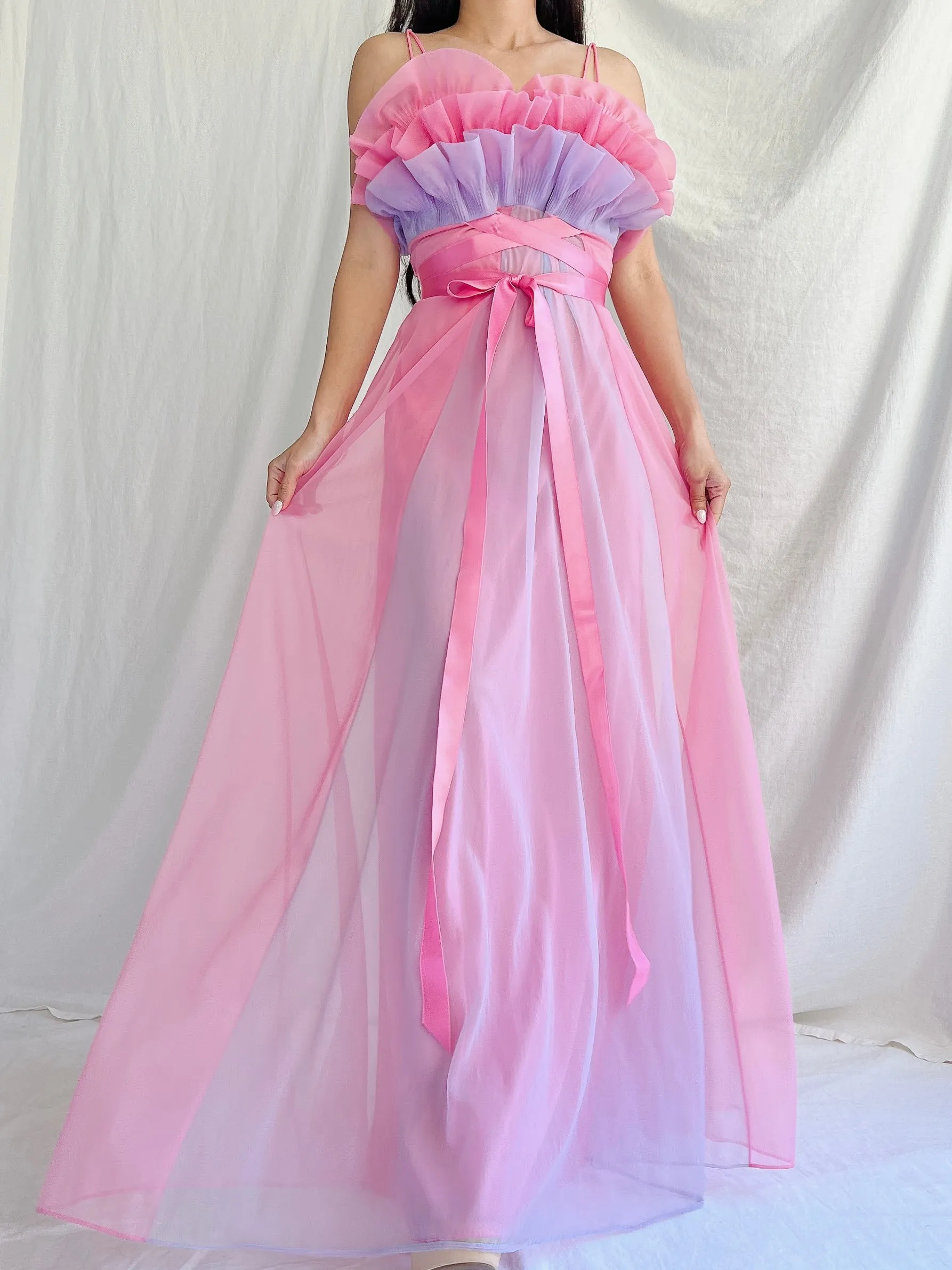 1950s Nylon Petal Bust Dress - S