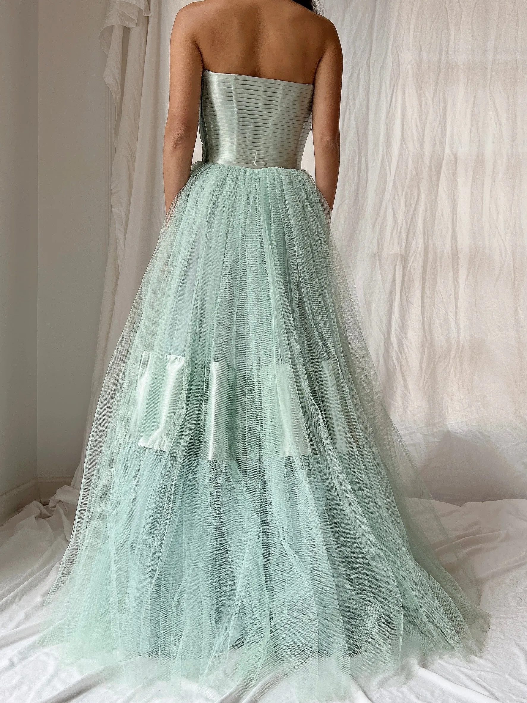 1950s Seafoam Tulle Gown - XS