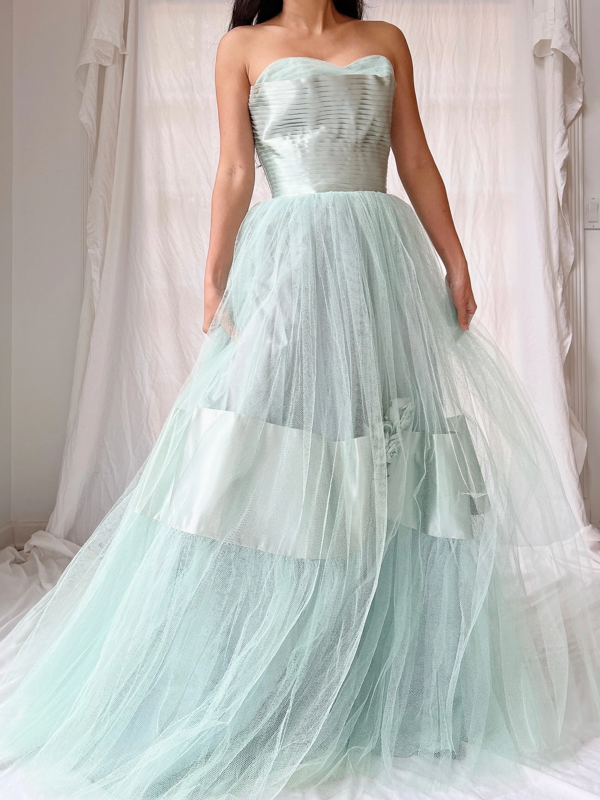1950s Seafoam Tulle Gown - XS