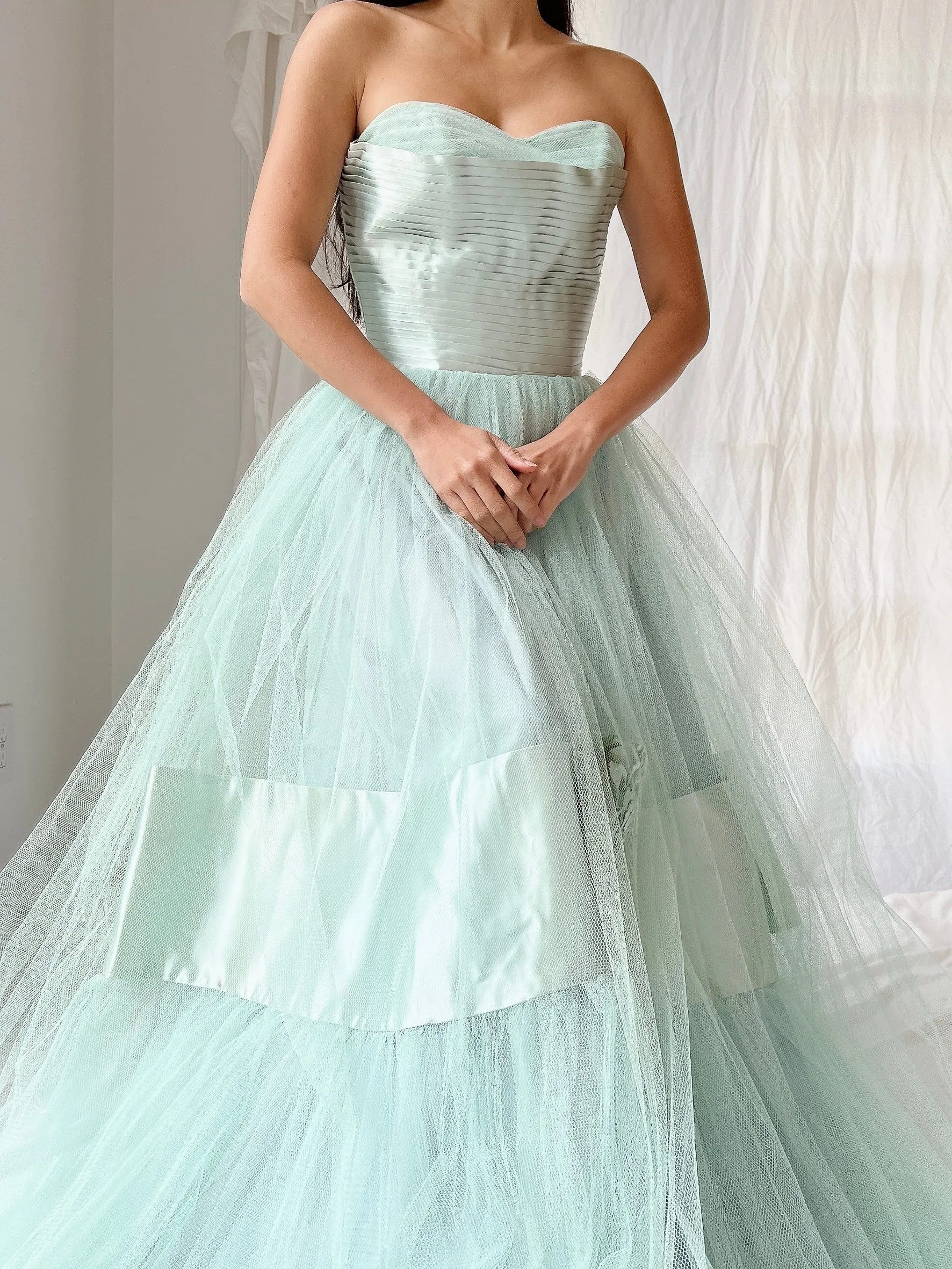 1950s Seafoam Tulle Gown - XS