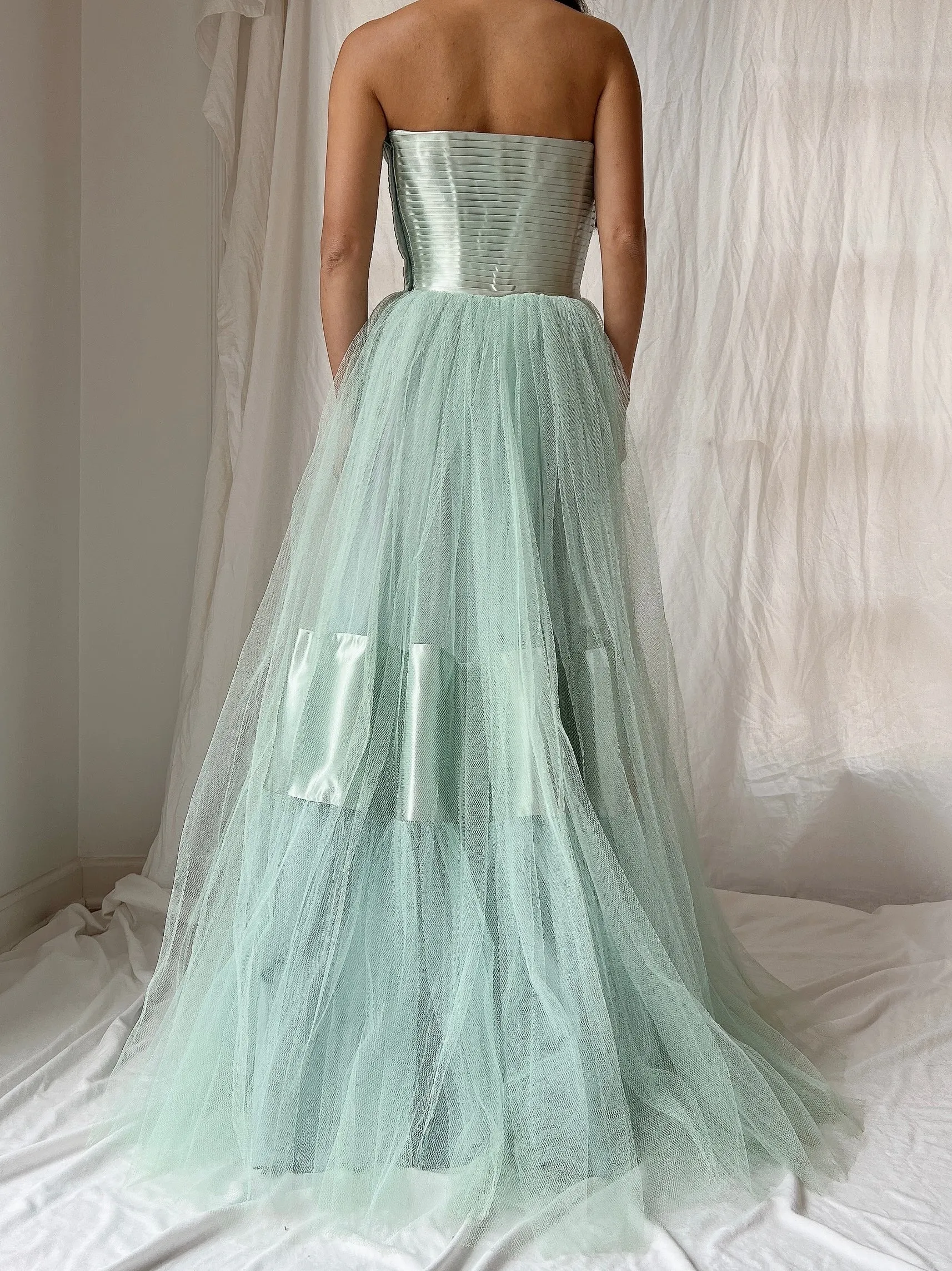 1950s Seafoam Tulle Gown - XS