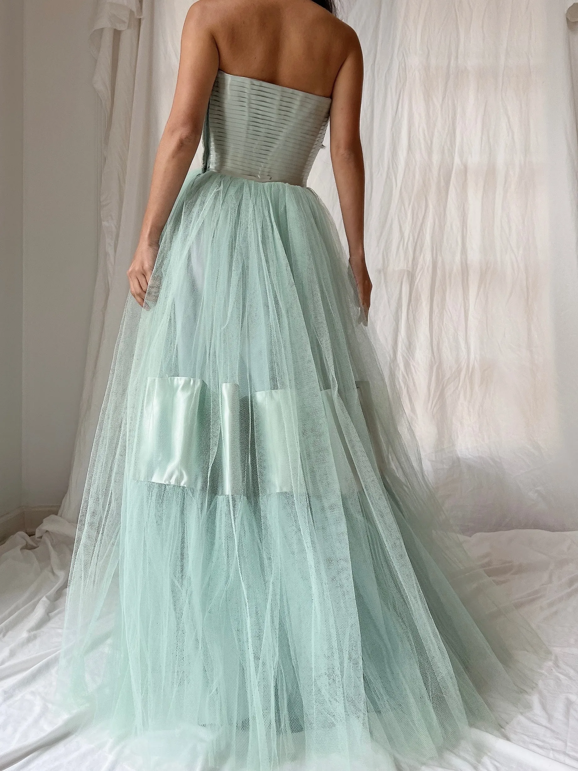 1950s Seafoam Tulle Gown - XS