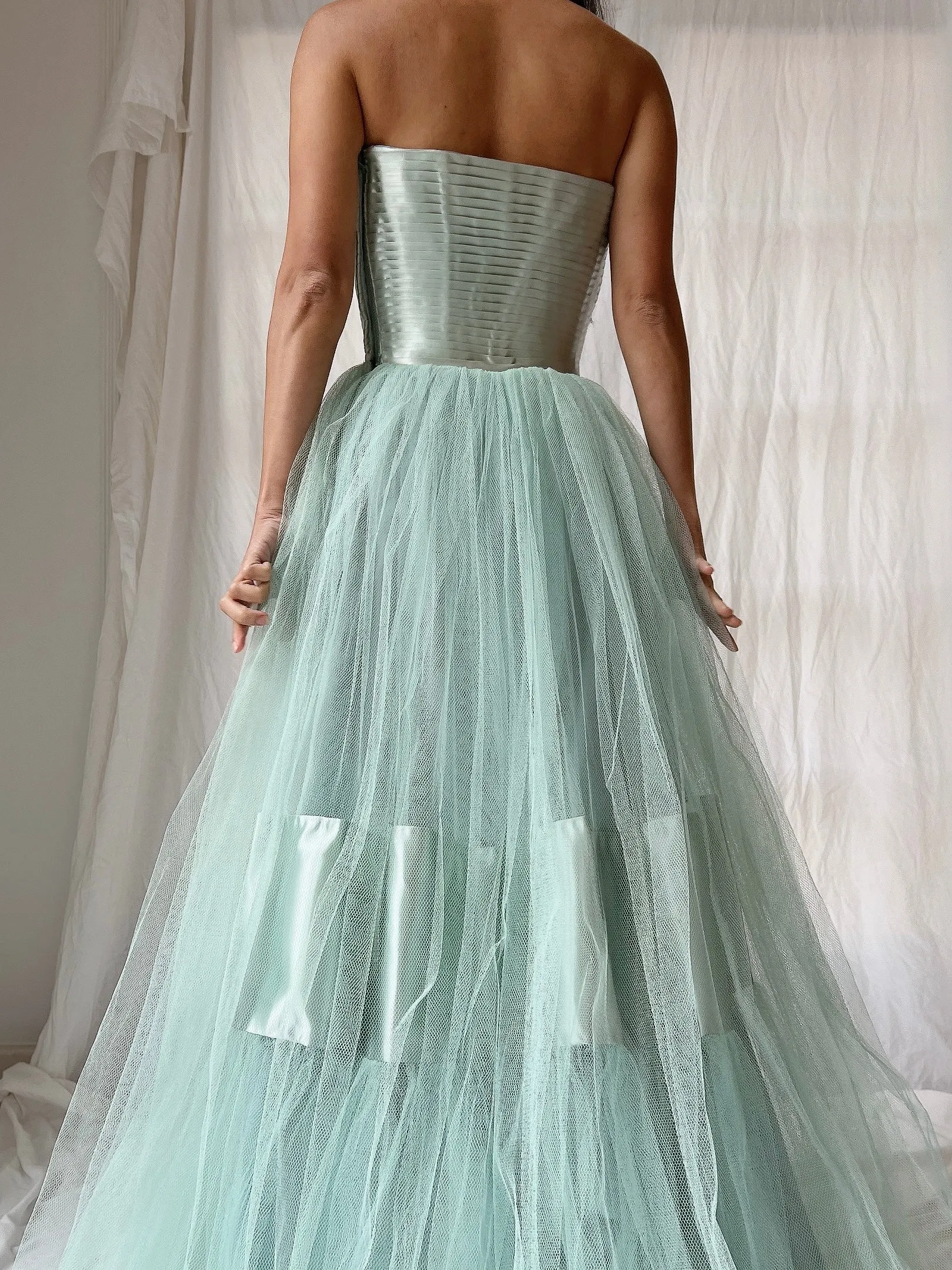 1950s Seafoam Tulle Gown - XS
