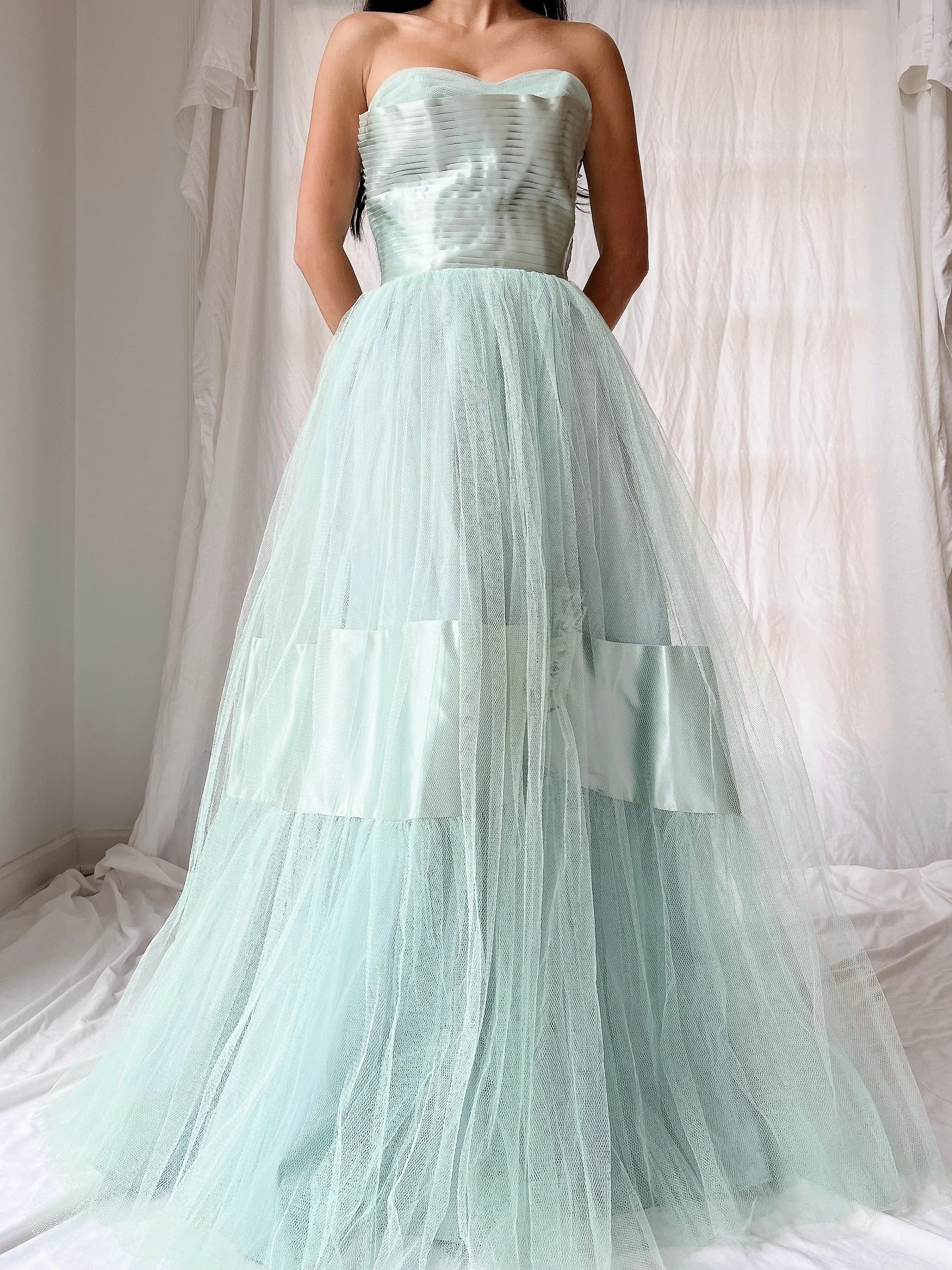 1950s Seafoam Tulle Gown - XS