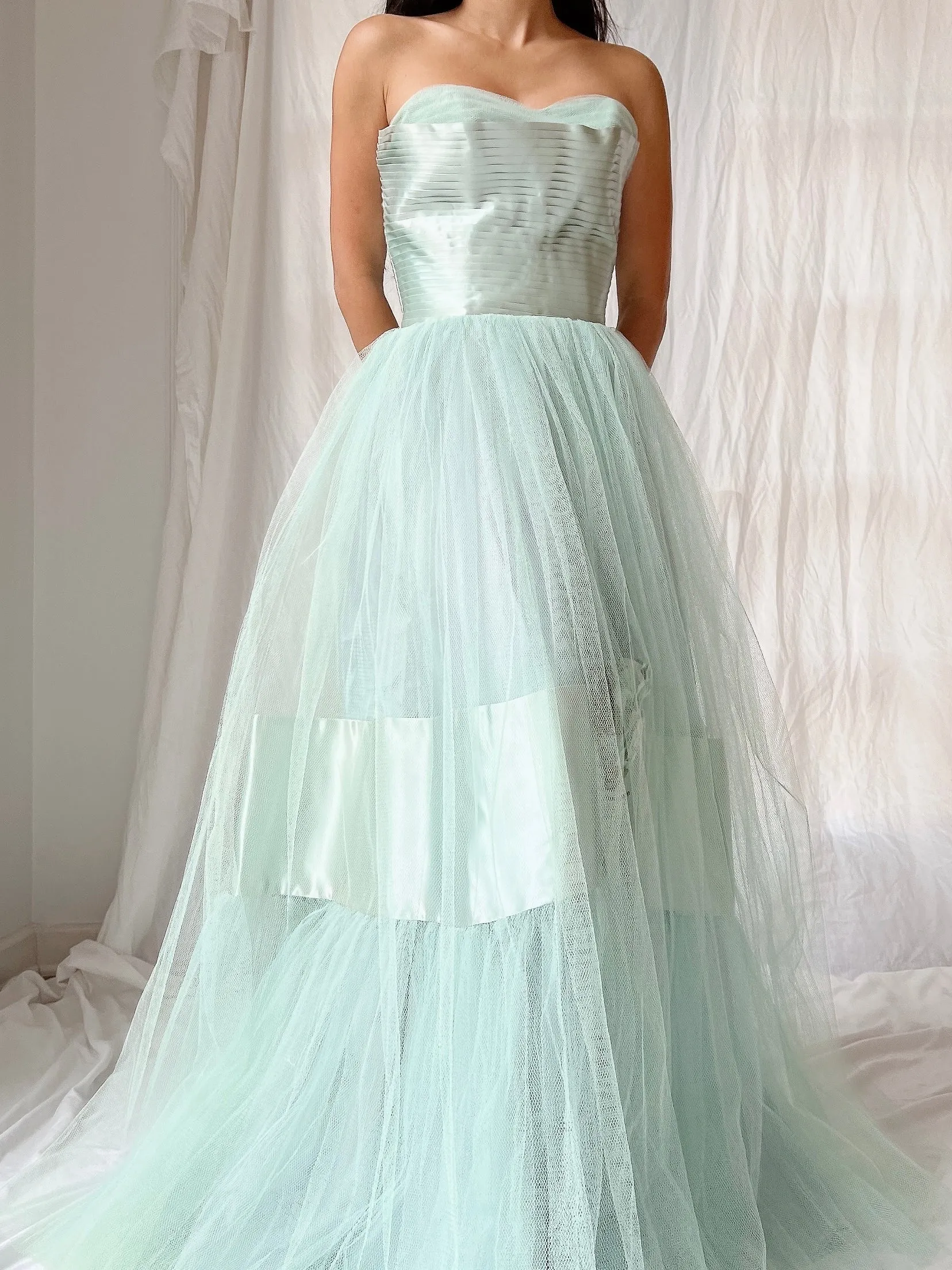 1950s Seafoam Tulle Gown - XS