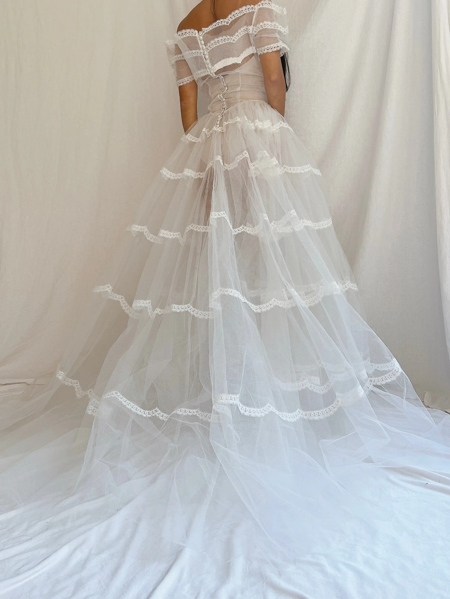 1950s Sheer Tulle Dress - S