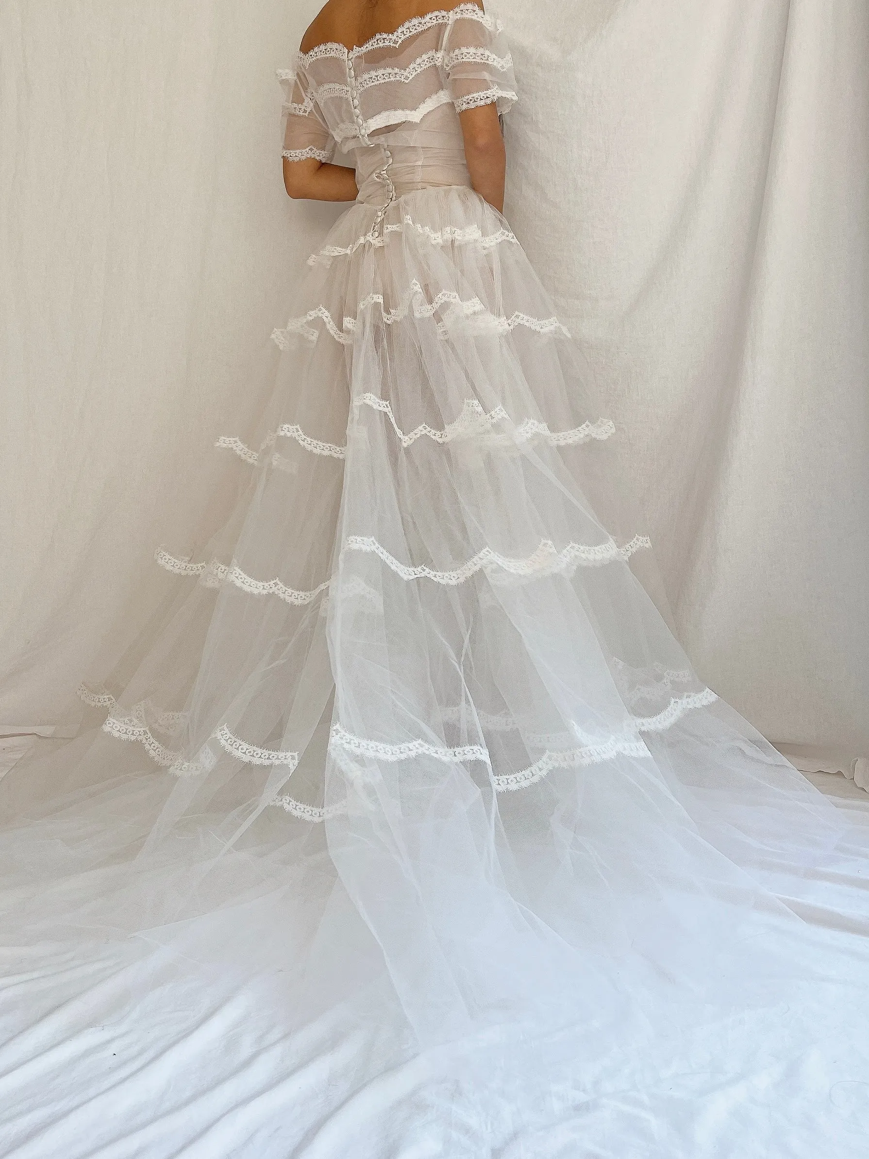 1950s Sheer Tulle Dress - S
