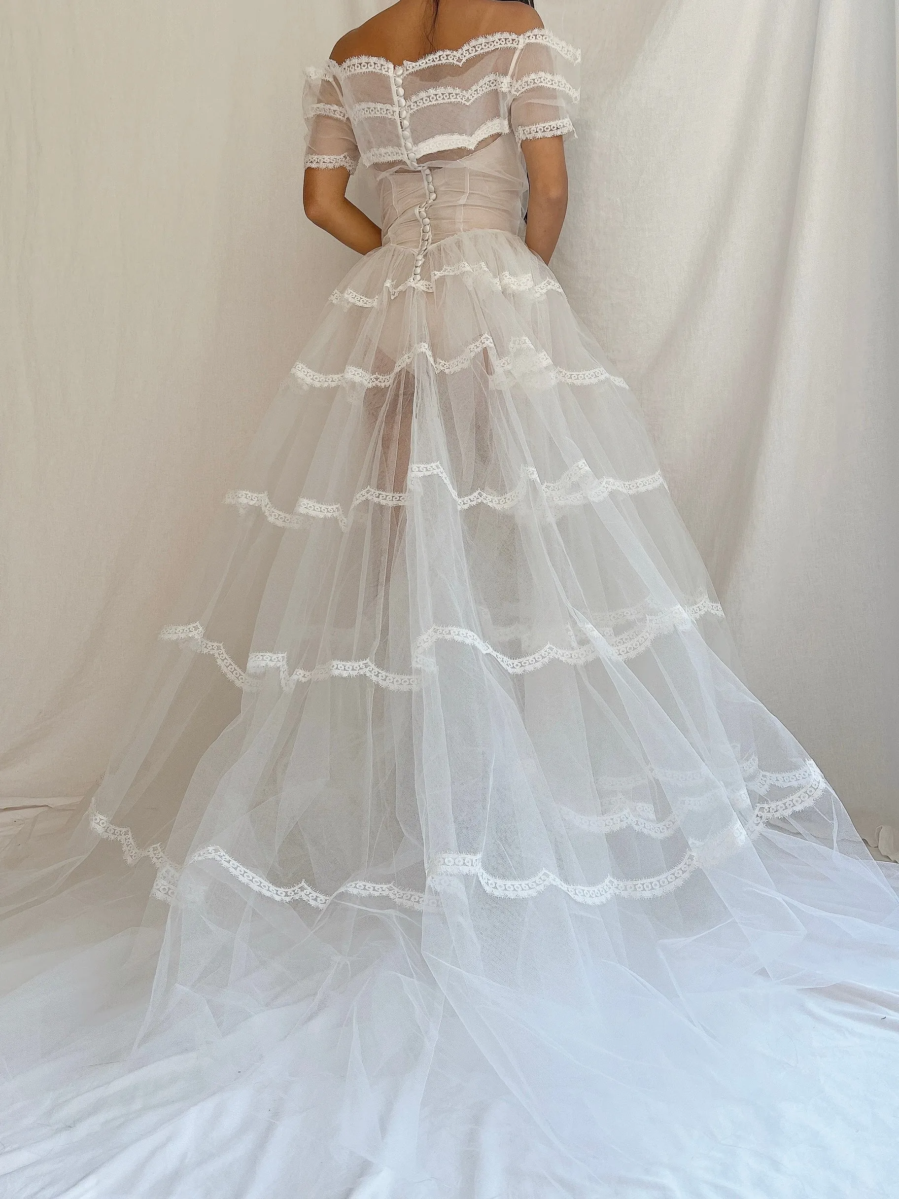 1950s Sheer Tulle Dress - S