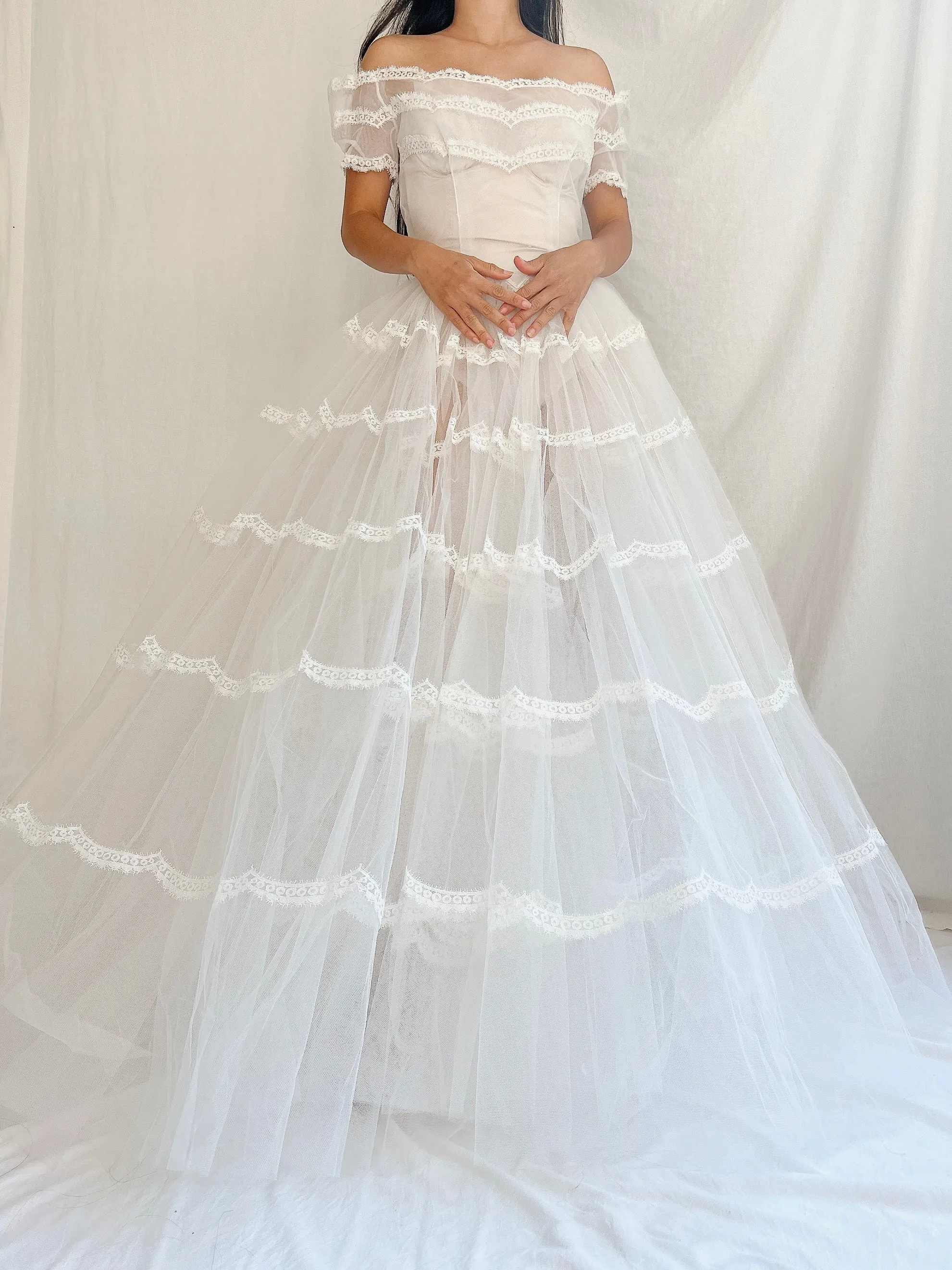 1950s Sheer Tulle Dress - S