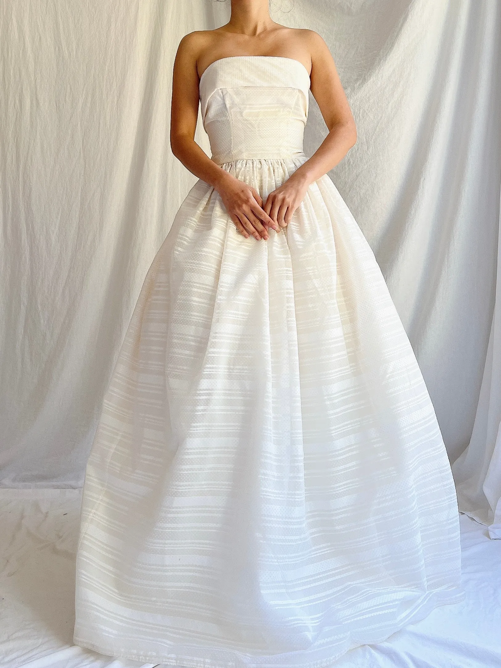 1950s Voile Dotted Gown - XS