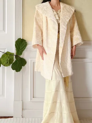 1960s Ivory Tapestry Coat - M
