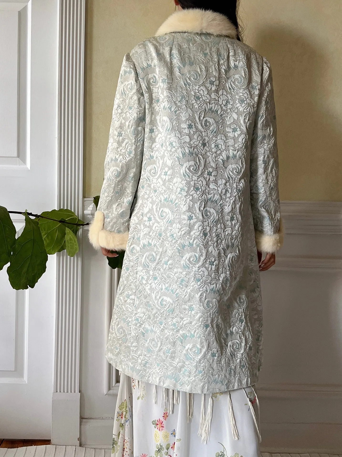 1960s Light Blue Brocade Jacket - S
