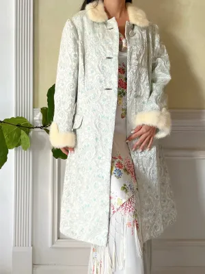 1960s Light Blue Brocade Jacket - S
