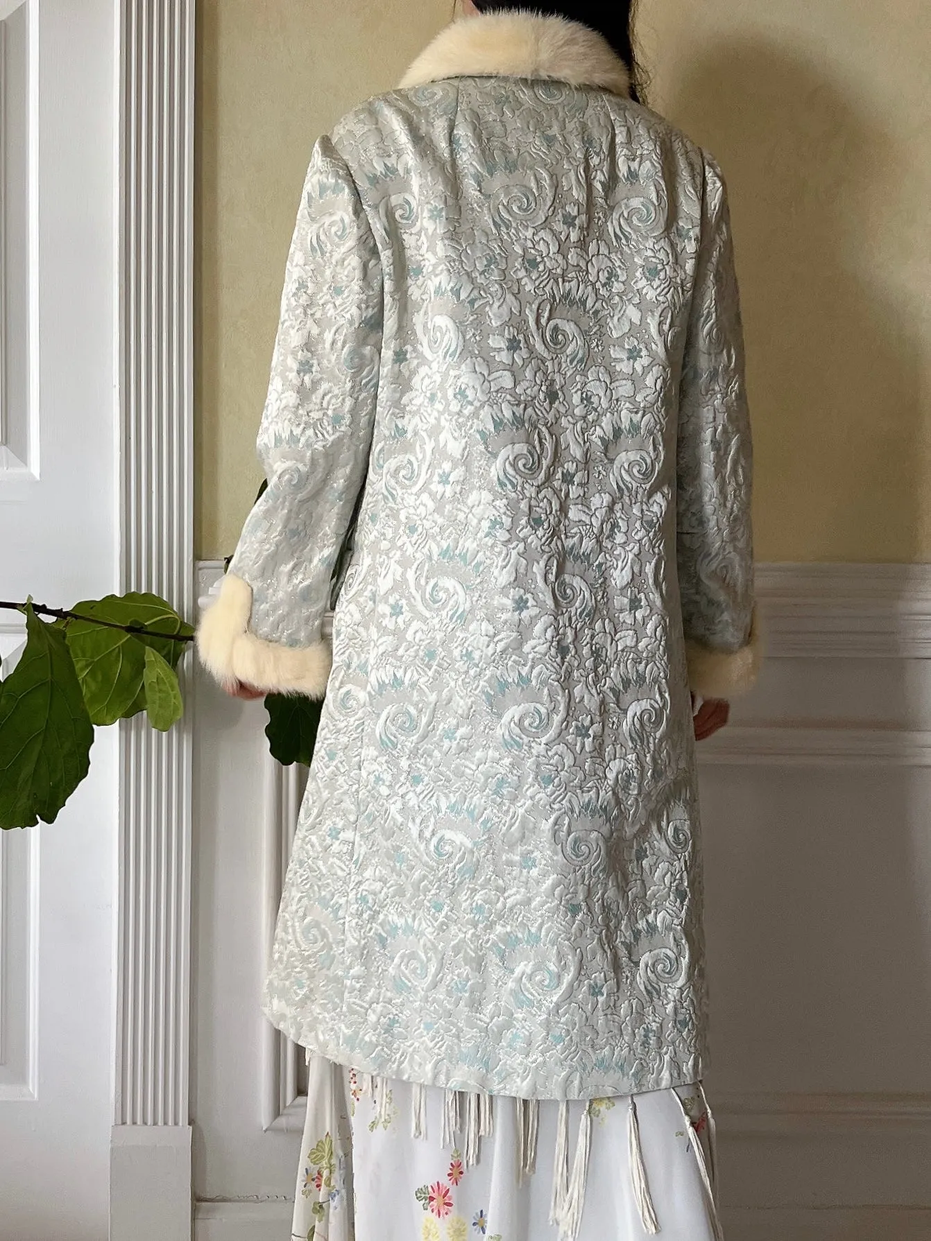 1960s Light Blue Brocade Jacket - S