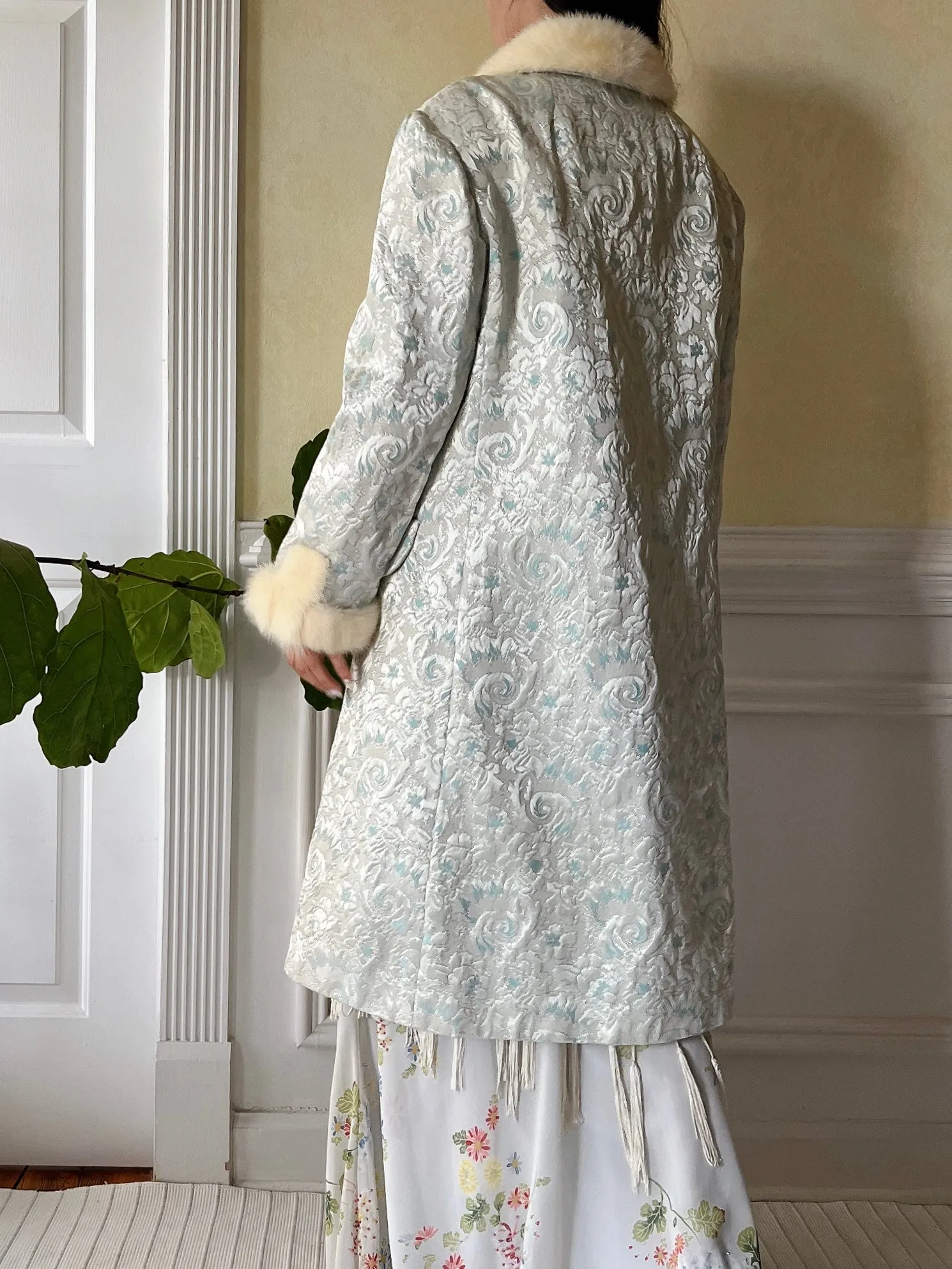 1960s Light Blue Brocade Jacket - S
