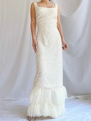 1960S Sequins Feather Gown - M