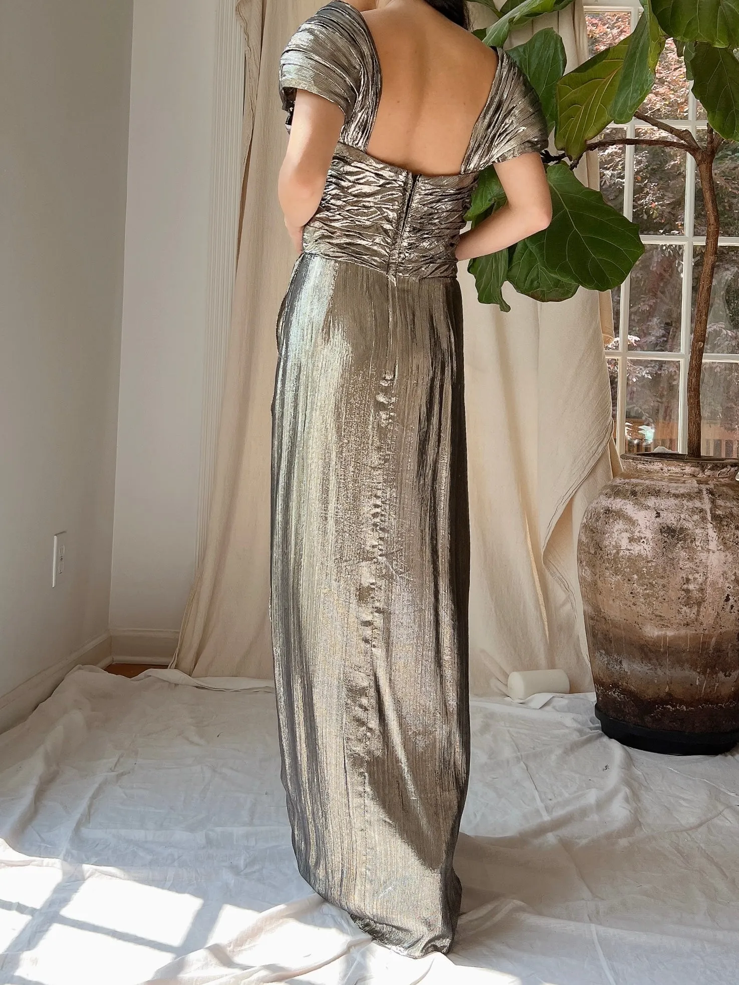 1980s Lurex Metallic Gown - M