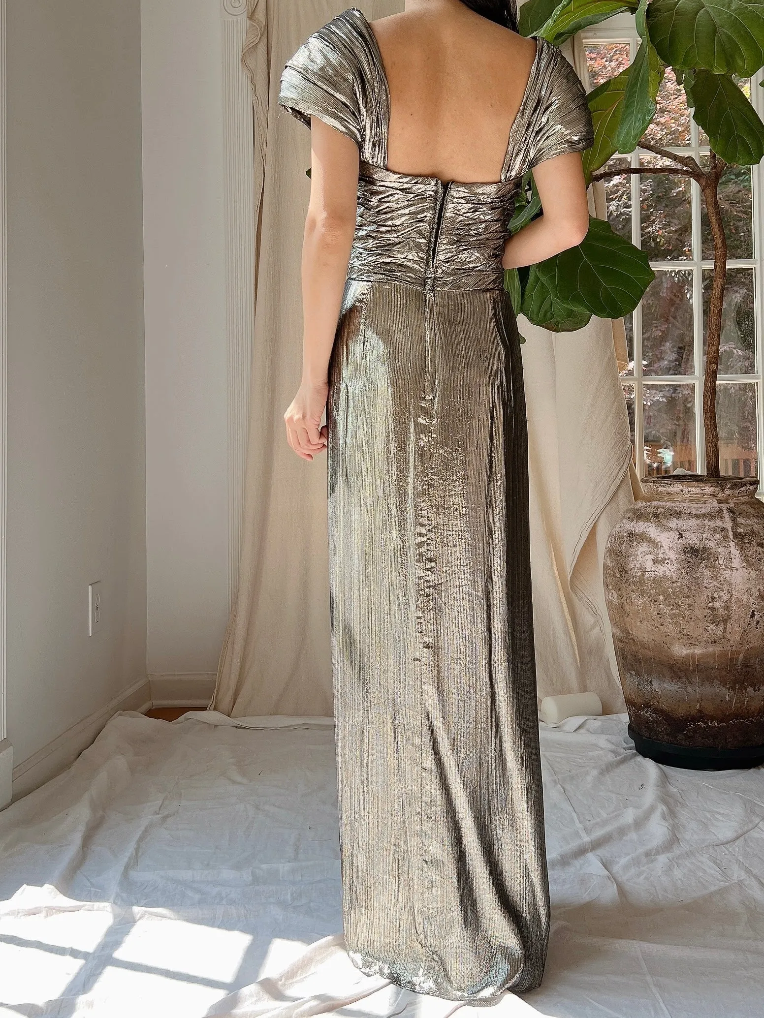 1980s Lurex Metallic Gown - M