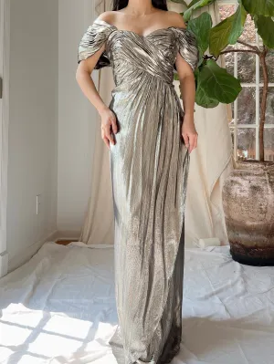 1980s Lurex Metallic Gown - M