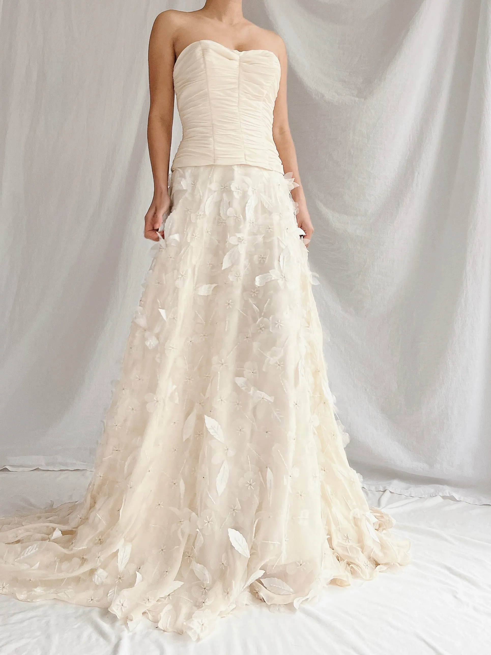 1990s Silk Floral Appliqué Gown - XS/2