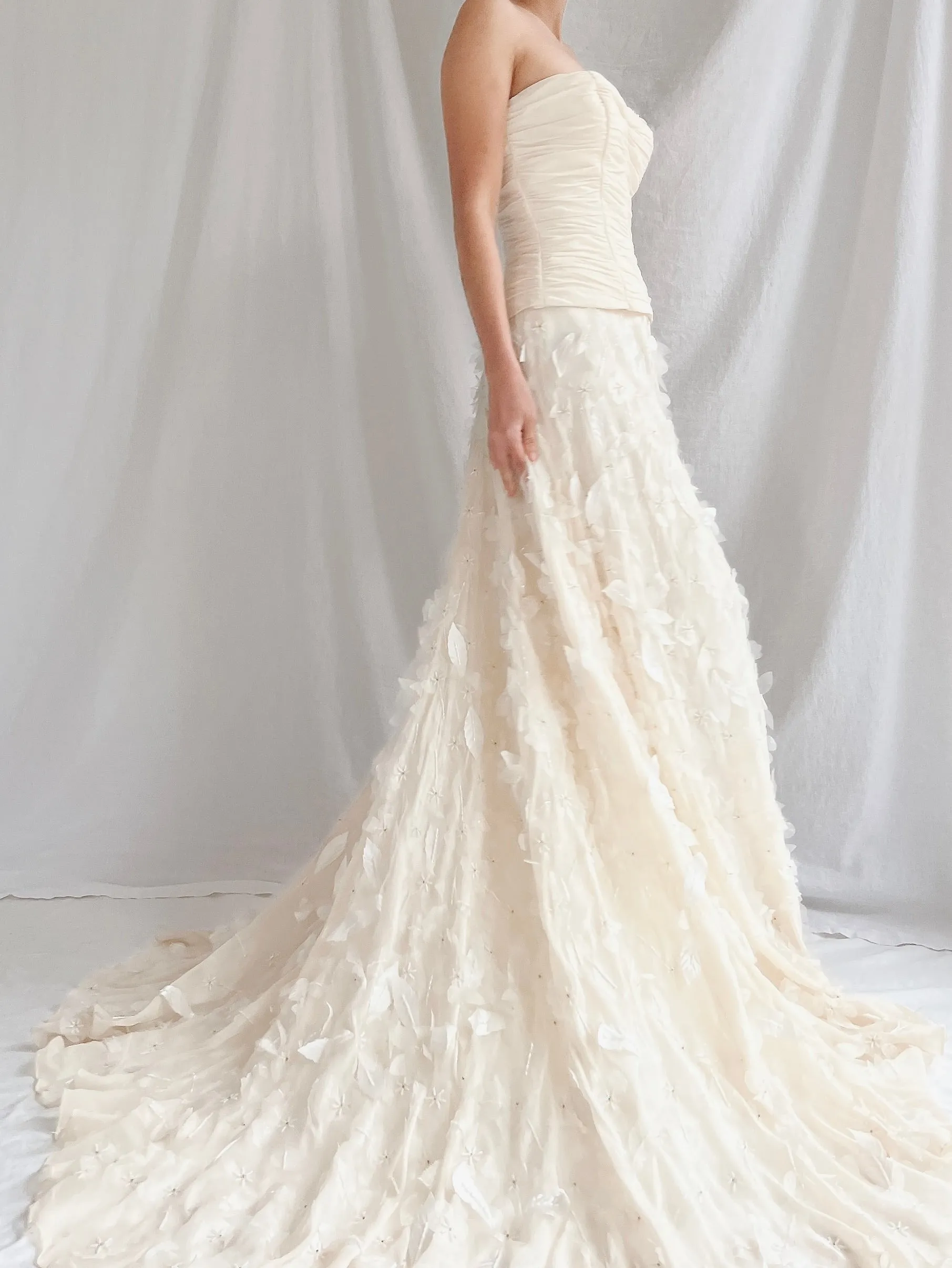 1990s Silk Floral Appliqué Gown - XS/2
