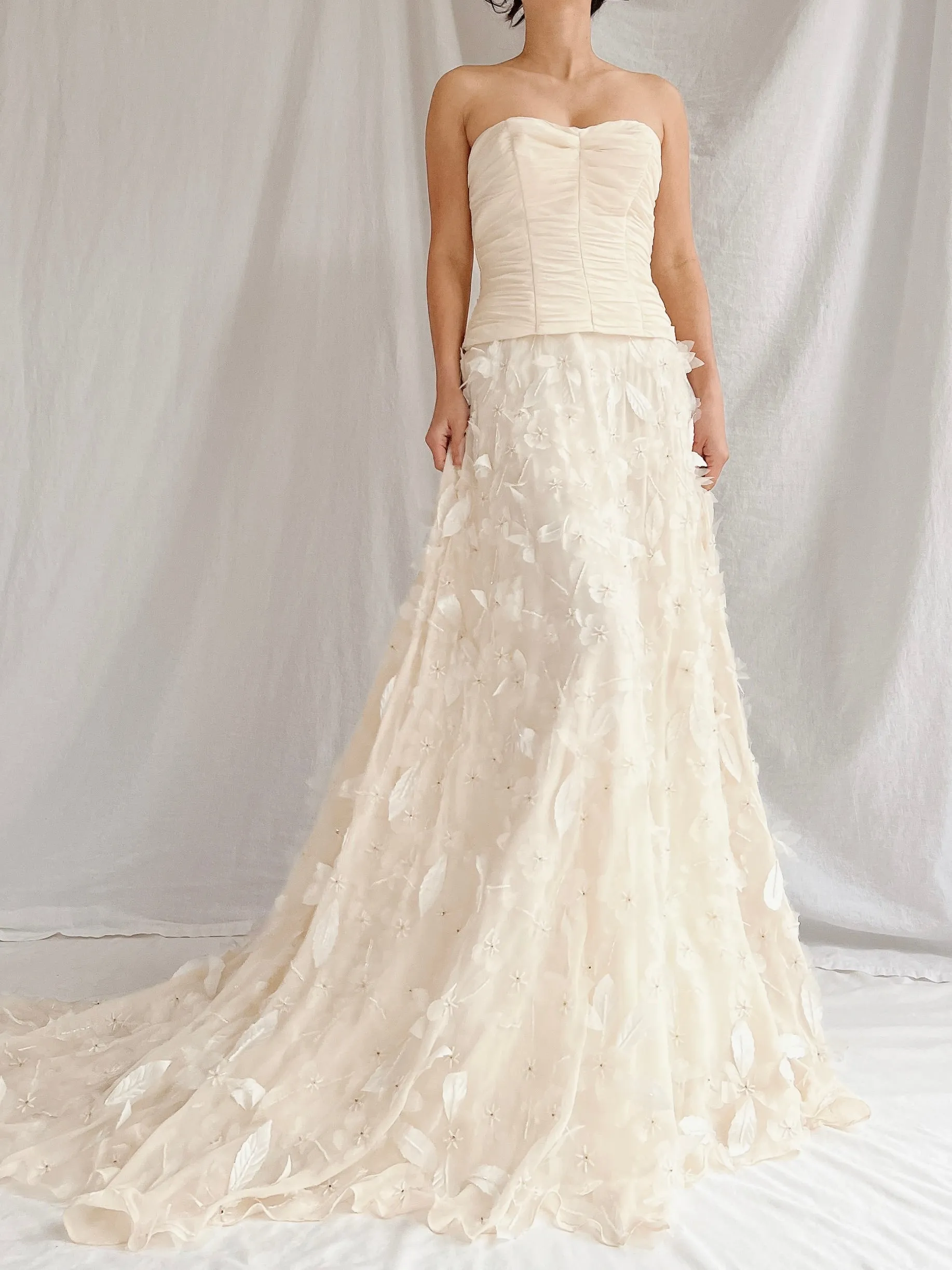 1990s Silk Floral Appliqué Gown - XS/2