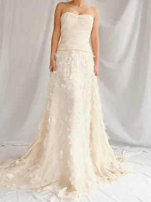 1990s Silk Floral Appliqué Gown - XS/2